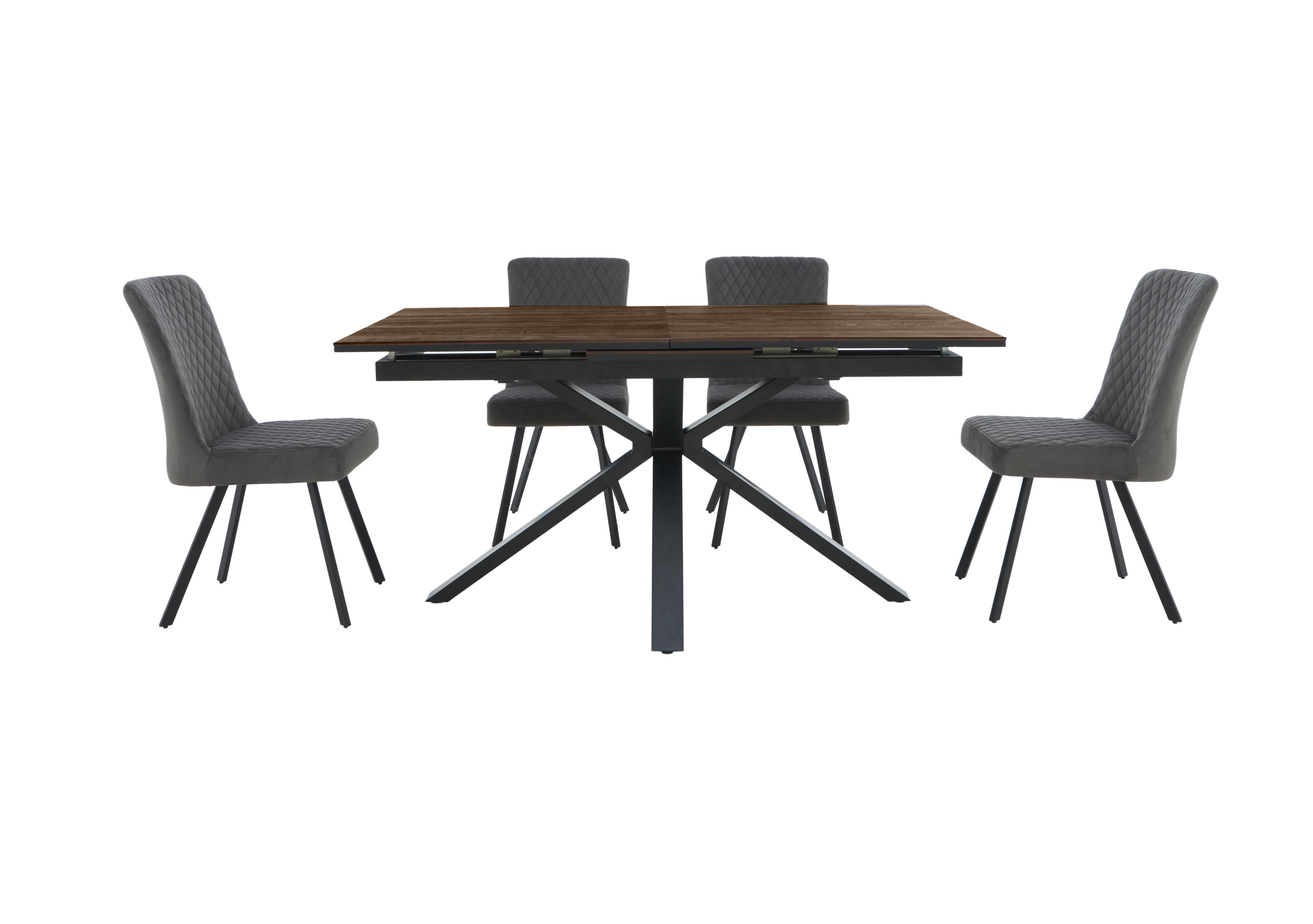 Mars Pop-Up Extending Dining Table and 4 Velvet Dining Chairs in  on Furniture Village