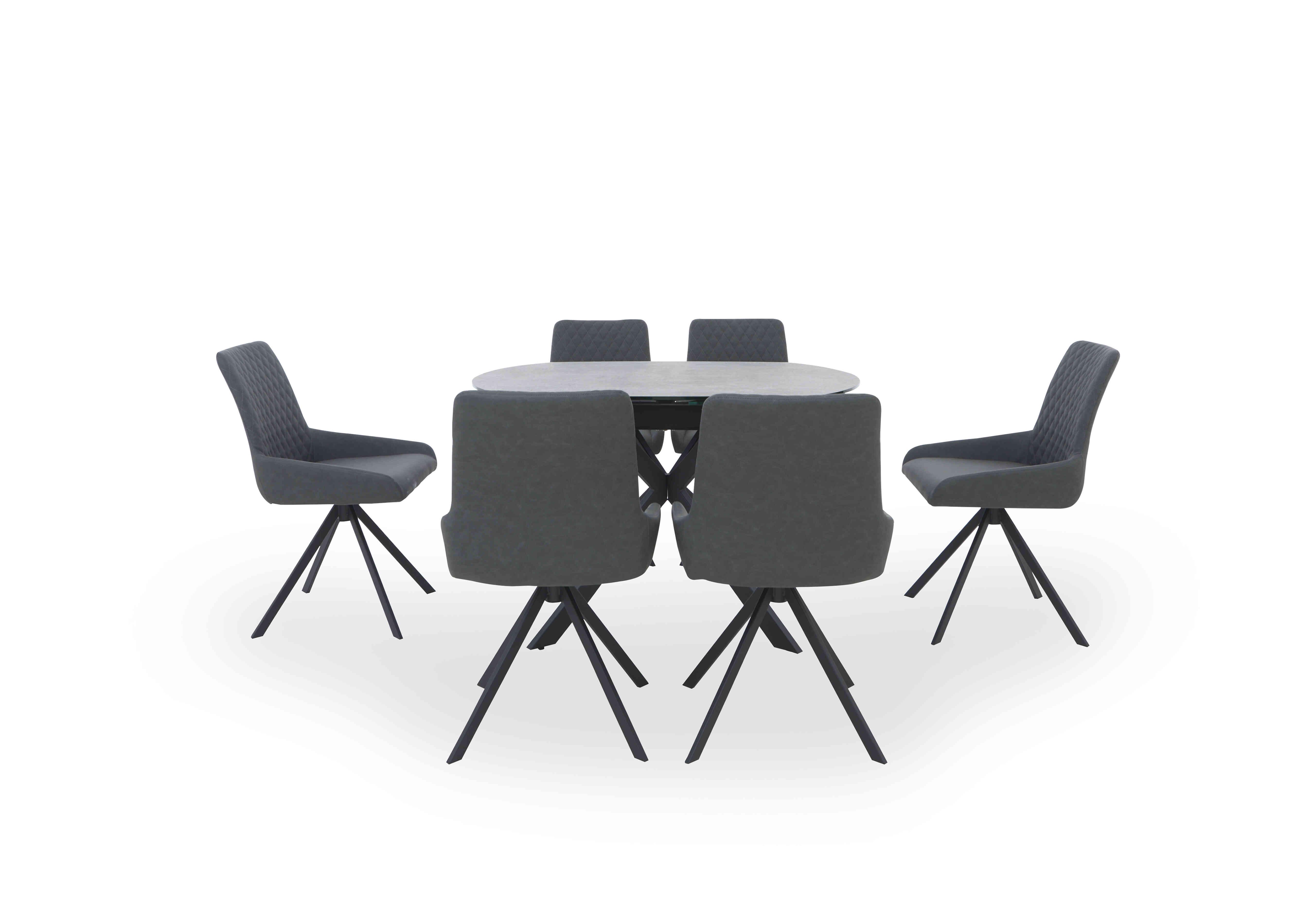 Matteo Swivel Dining Table with 6 Faux Leather Dining Chairs