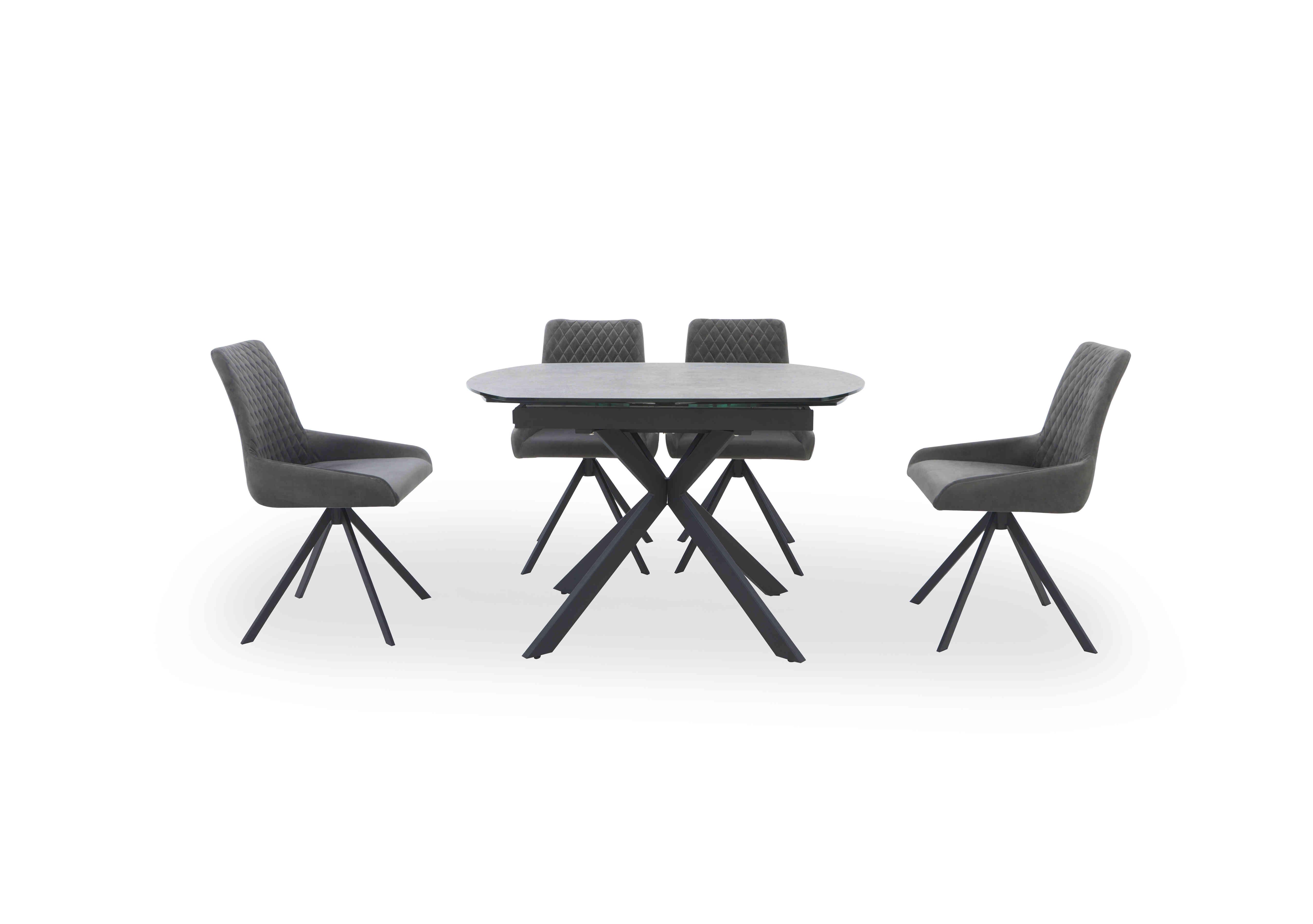 Matteo Swivel Dining Table with 4 Velvet Dining Chairs in  on Furniture Village