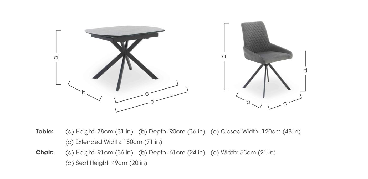 Matteo Swivel Dining Table with 4 Velvet Dining Chairs in  on Furniture Village