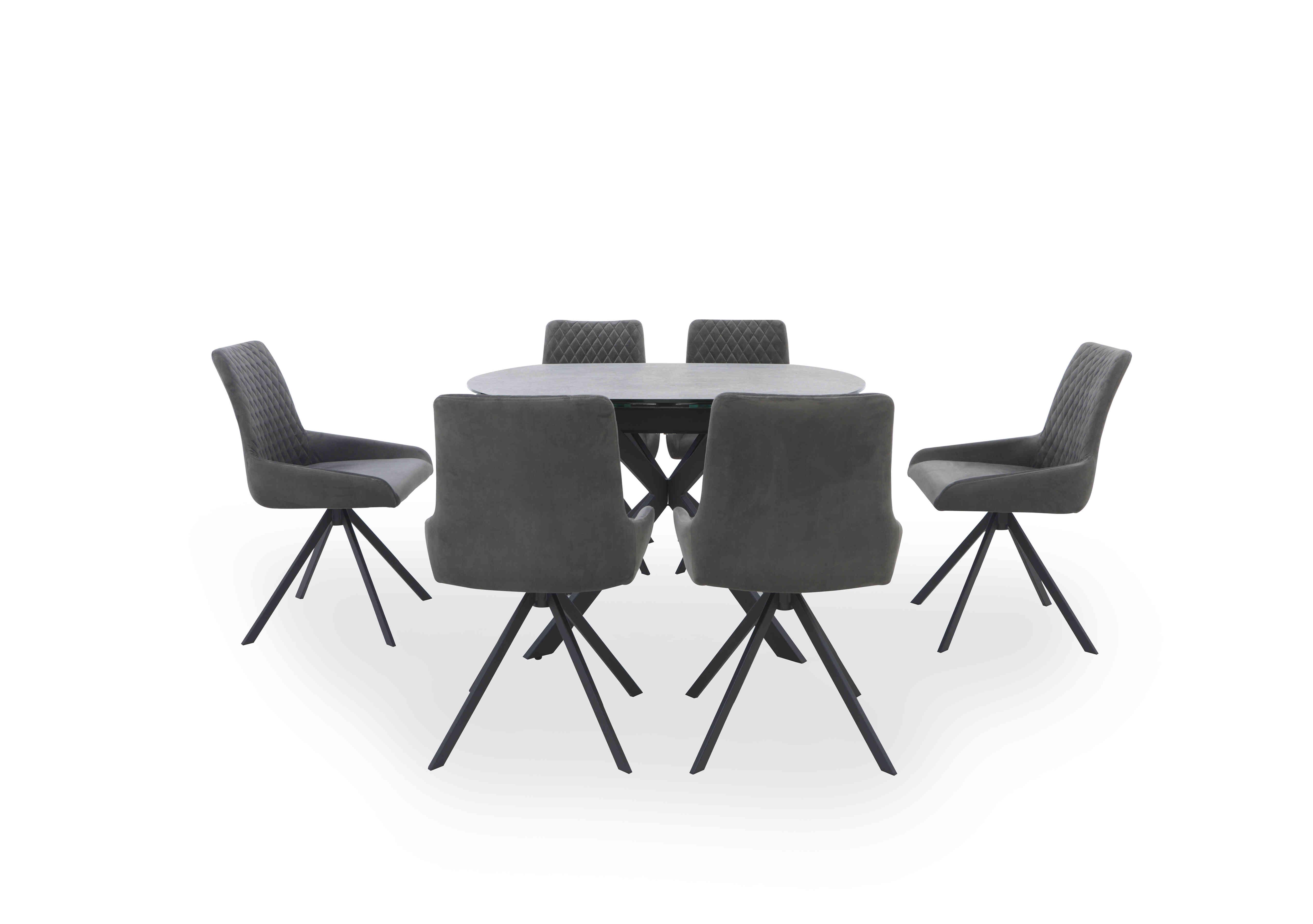 Matteo Swivel Dining Table with 6 Velvet Dining Chairs in  on Furniture Village