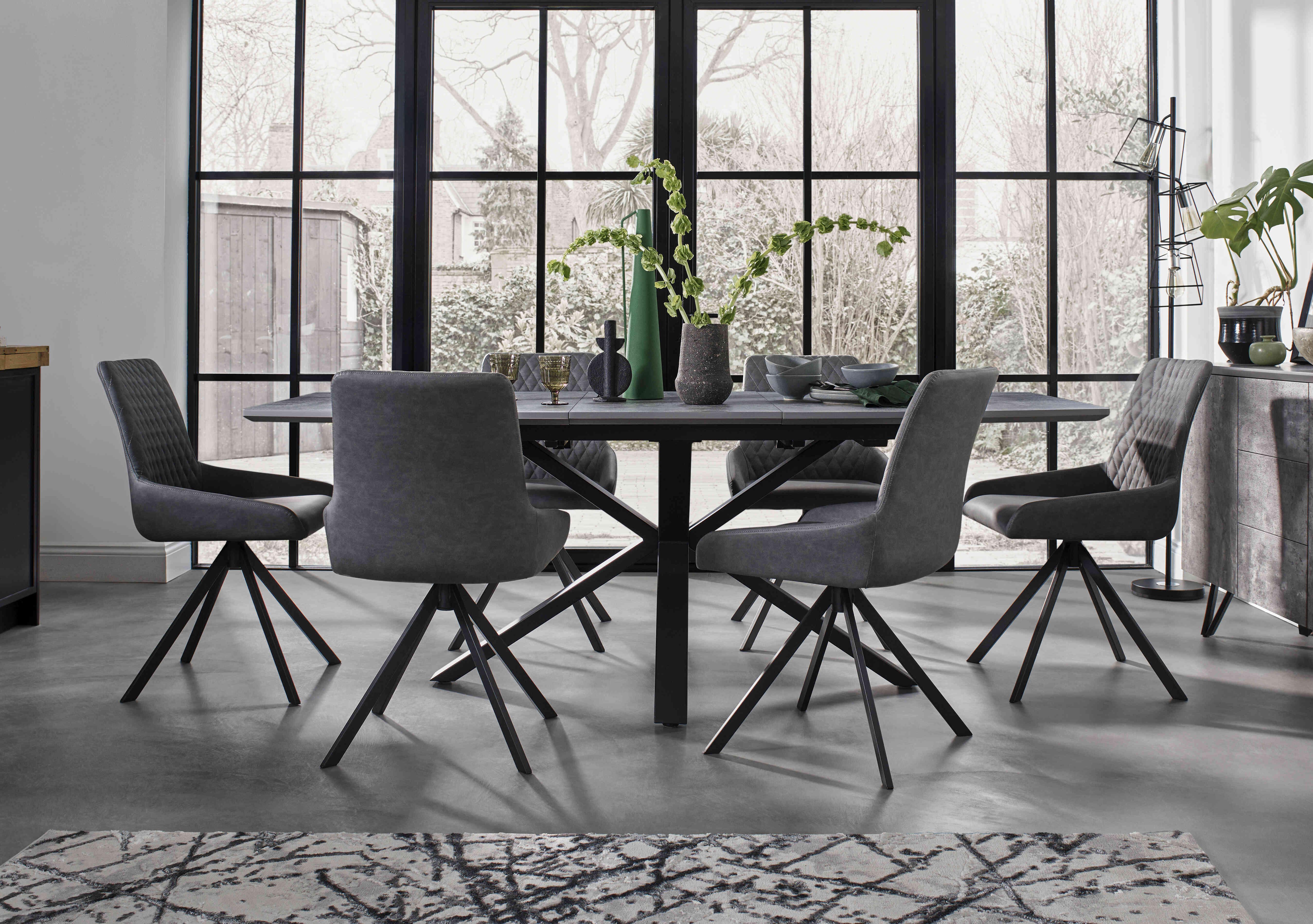 Matteo Extending Dining Table with 6 Faux Leather Dining Chairs in  on Furniture Village