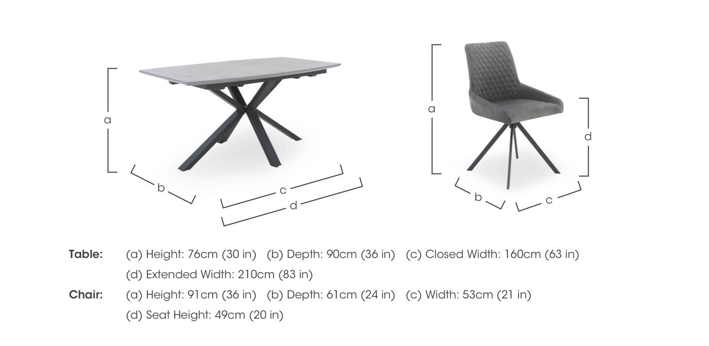 Matteo Extending Dining Table with 4 Velvet Dining Chairs in  on Furniture Village
