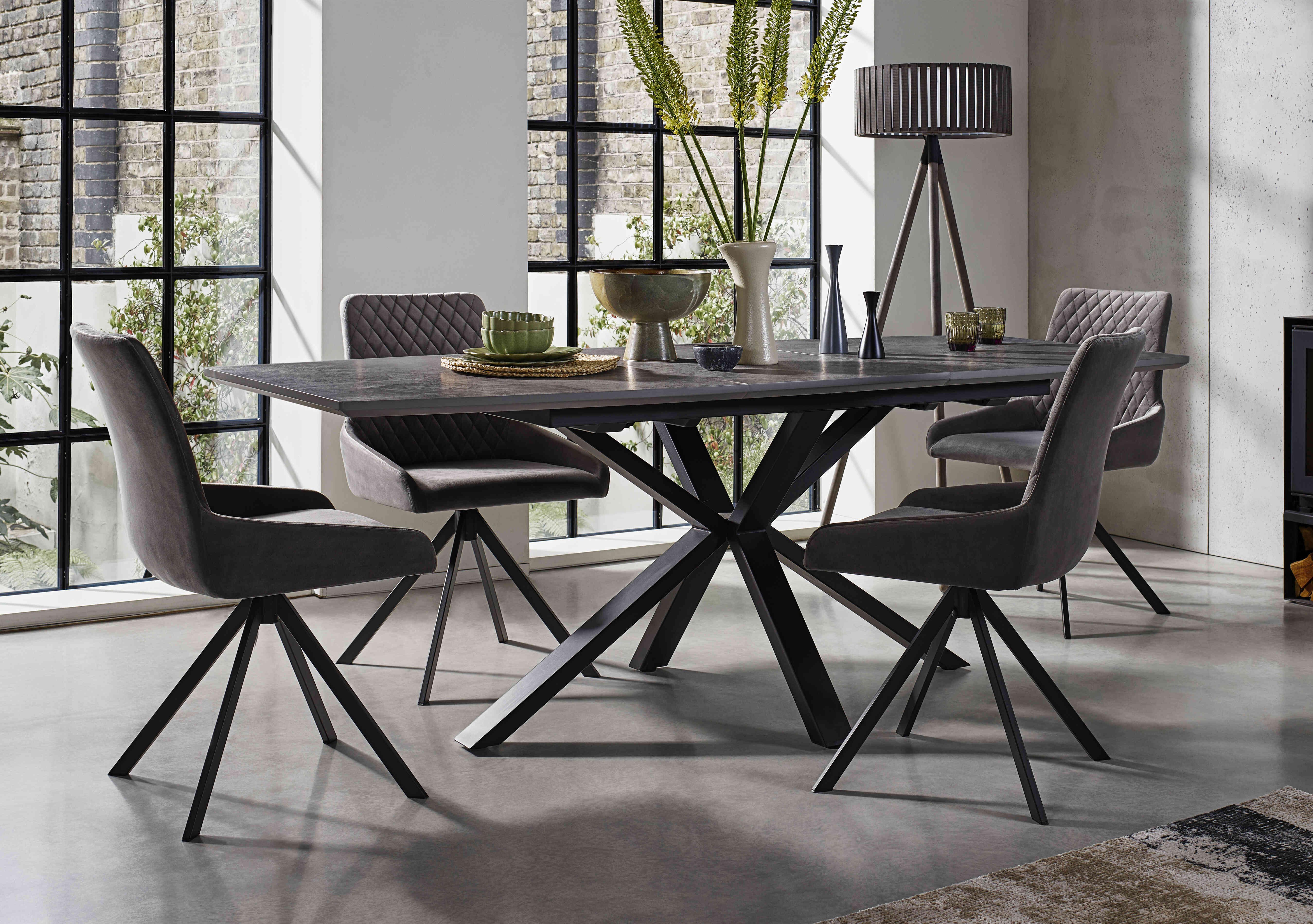Matteo Extending Dining Table with 4 Velvet Dining Chairs in  on Furniture Village