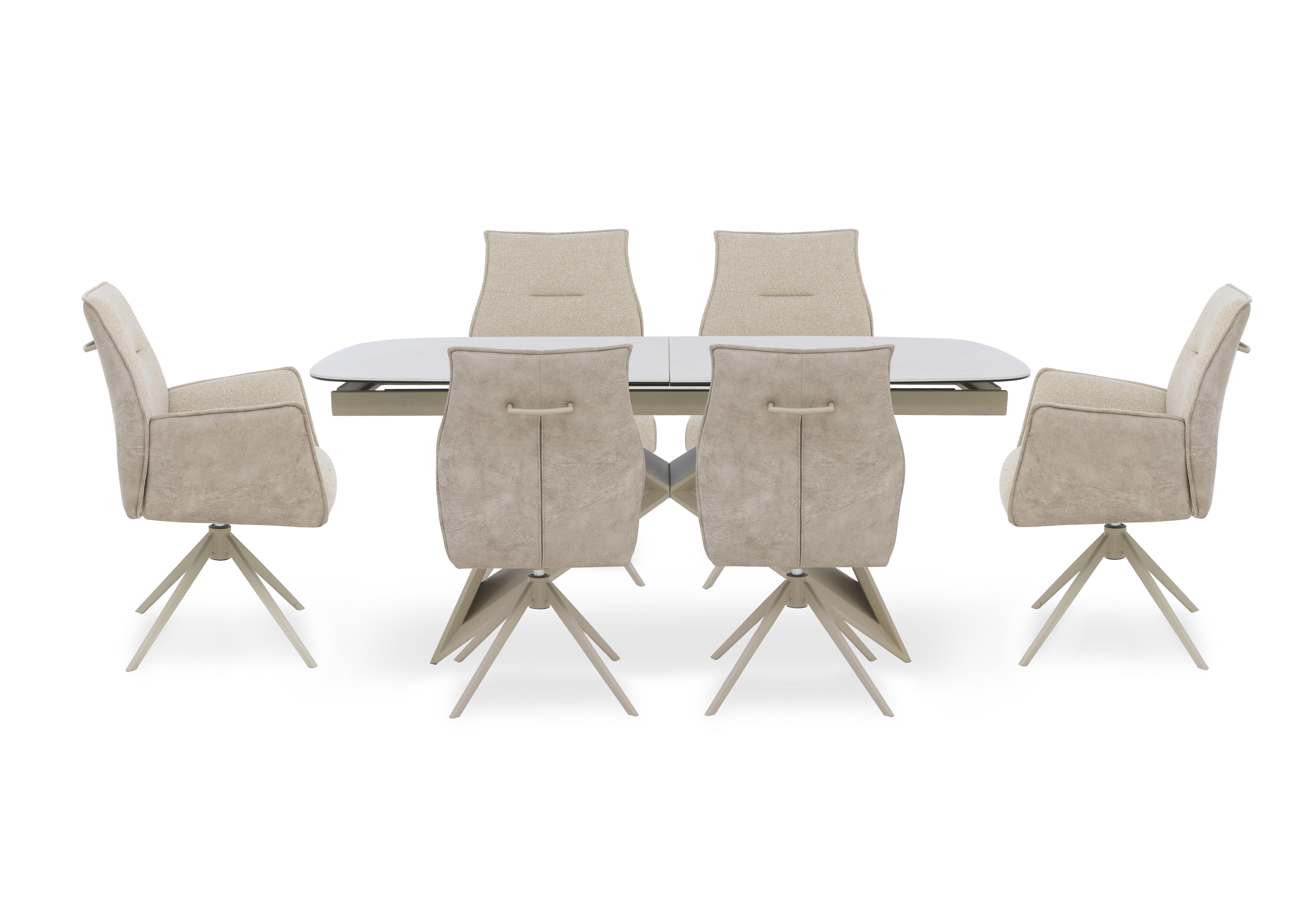 Mirage Large Extending Dining Table with 4 Swivel Dining Chairs and 2 Swivel Dining Arm Chairs in  on Furniture Village