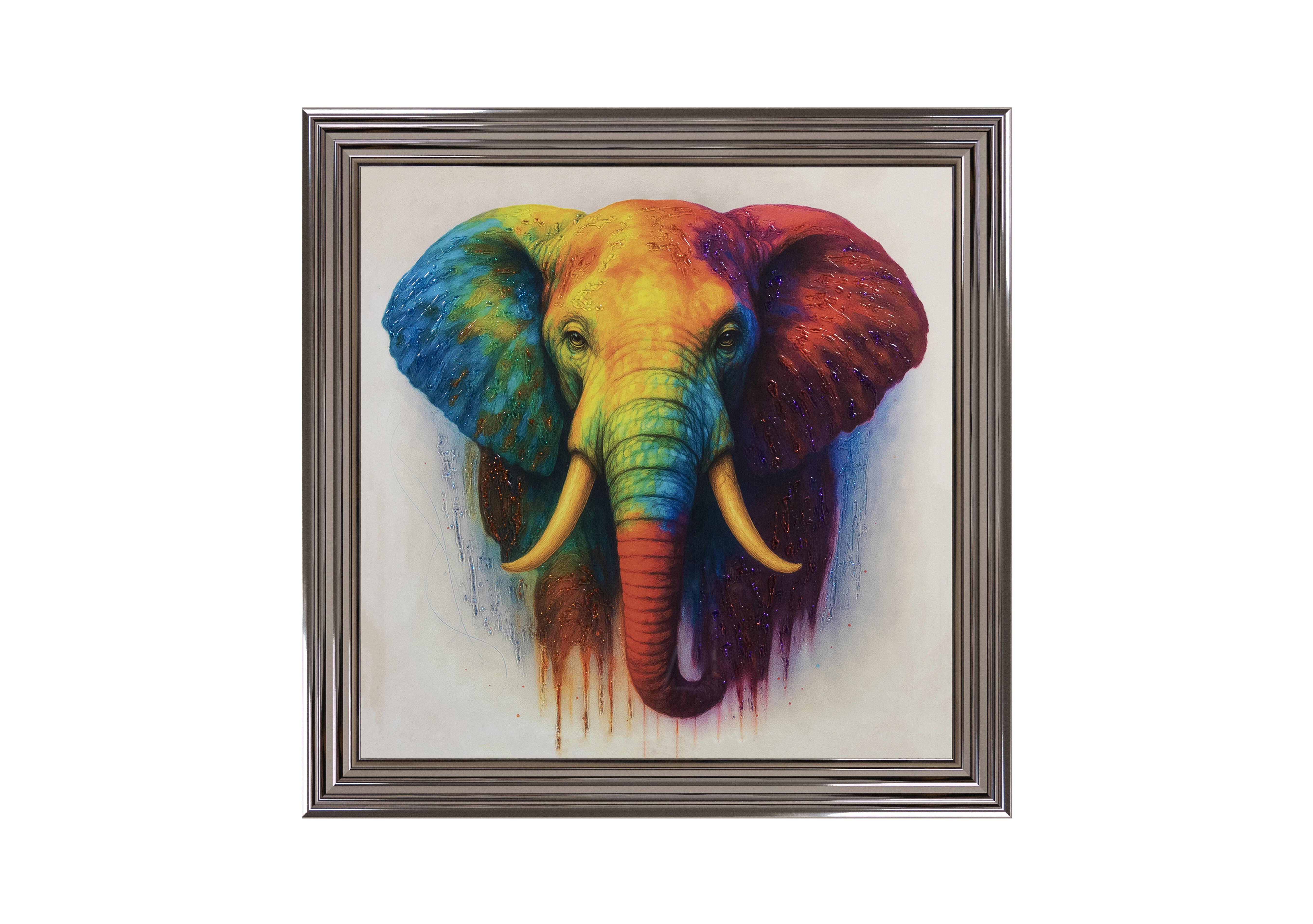 Multicolour Tilly Elephant Framed Picture in  on Furniture Village