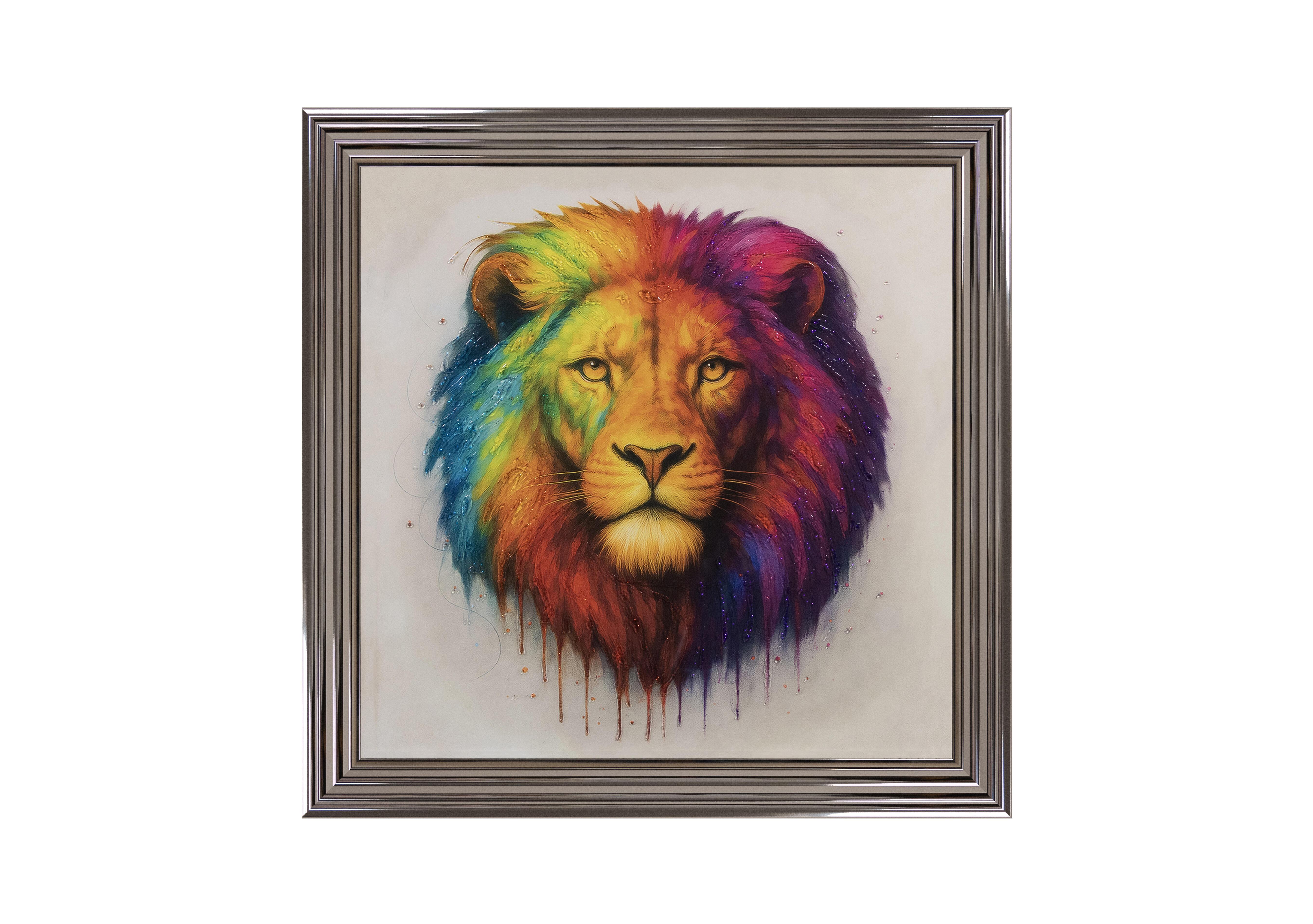 Multicolour Rocco Lion Framed Picture in  on Furniture Village