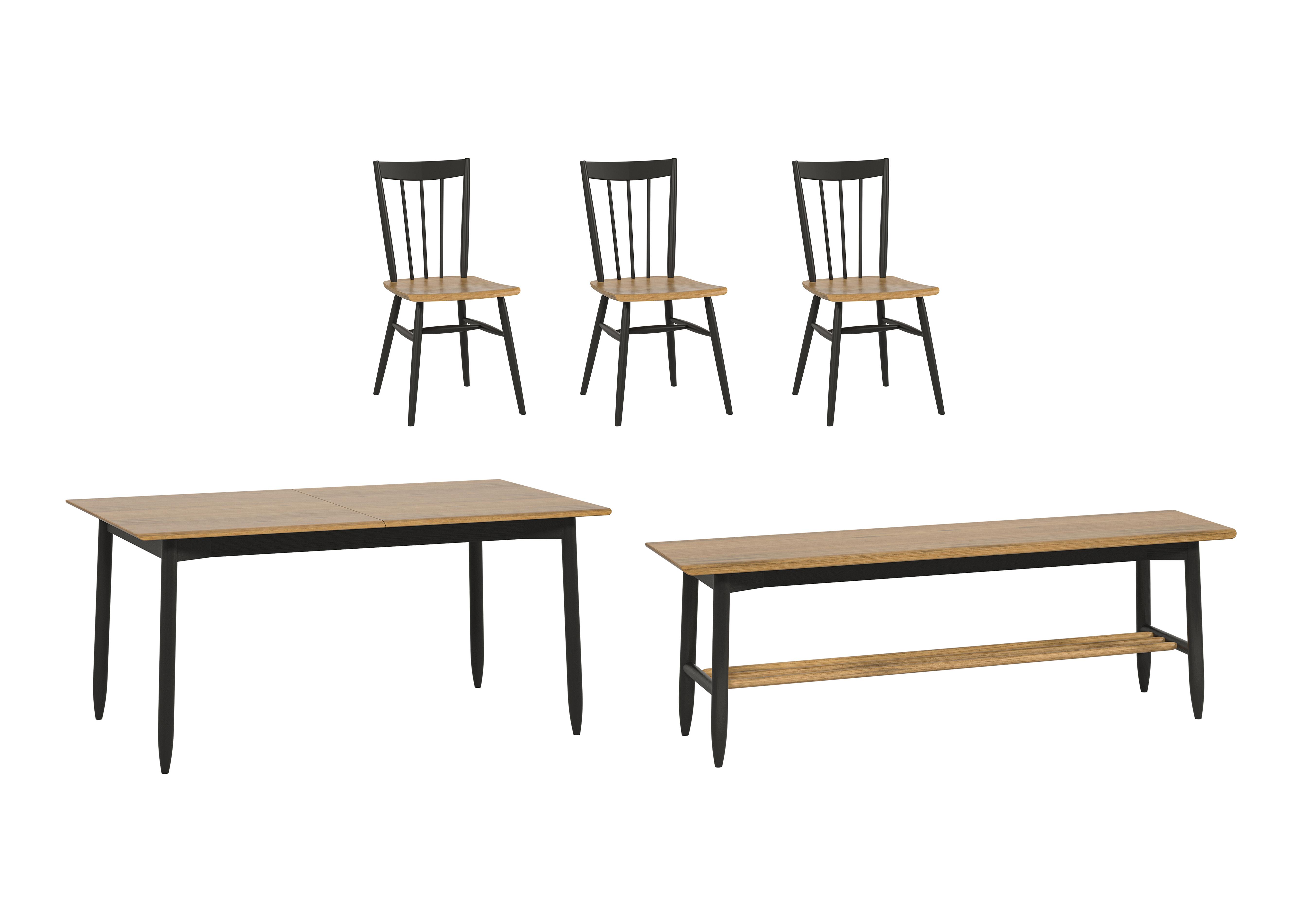 Monza Medium Extending Dining Table, 3 Dining Chairs and Dining Bench in  on Furniture Village