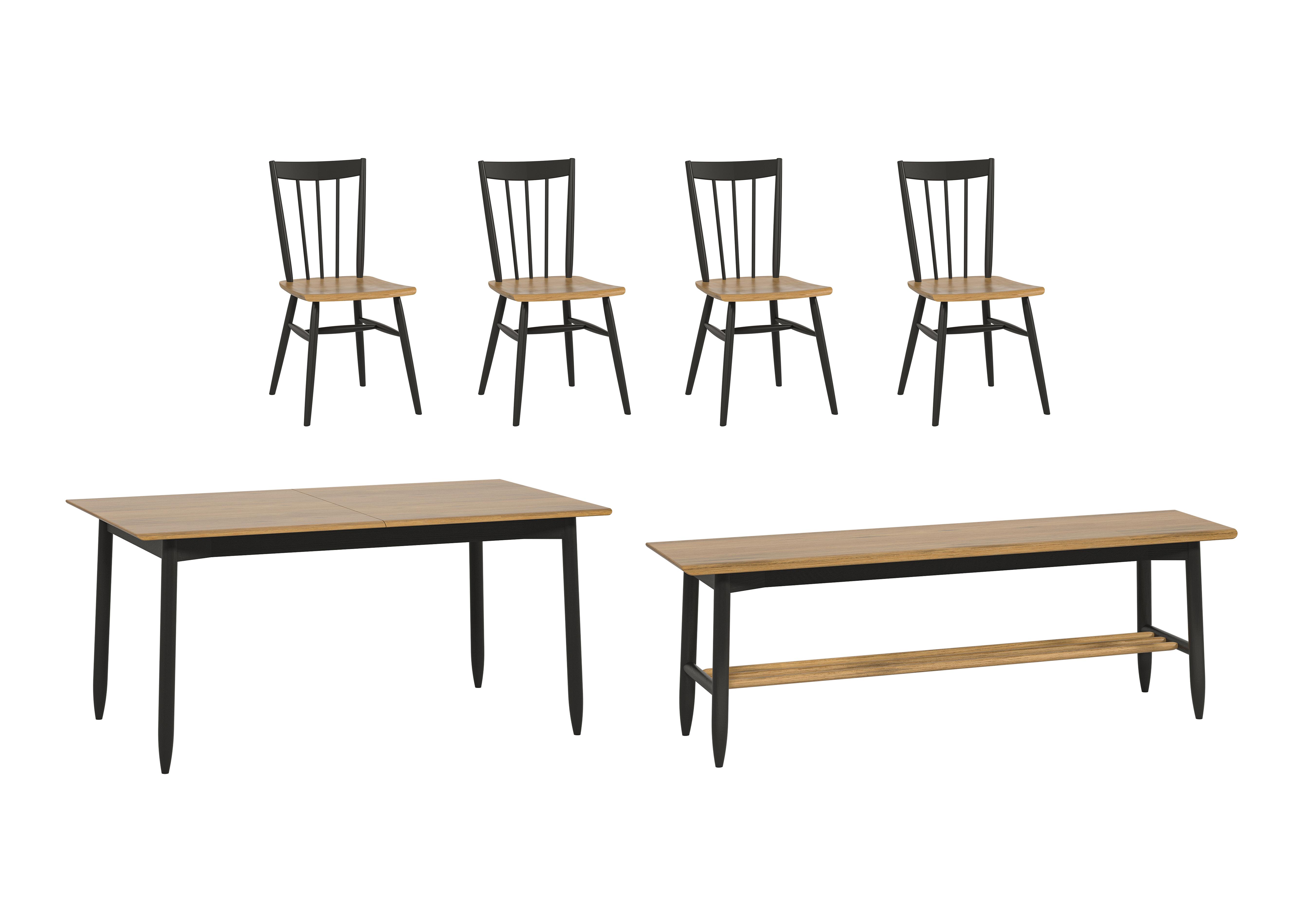 Monza Medium Extending Dining Table, 4 Dining Chairs and Dining Bench in  on Furniture Village