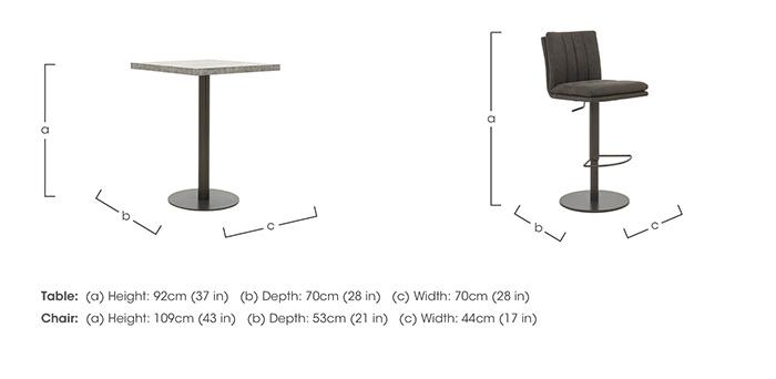 Moon Small Bar Table and 2 Fabric Rise and Swivel Bar Stools in  on Furniture Village