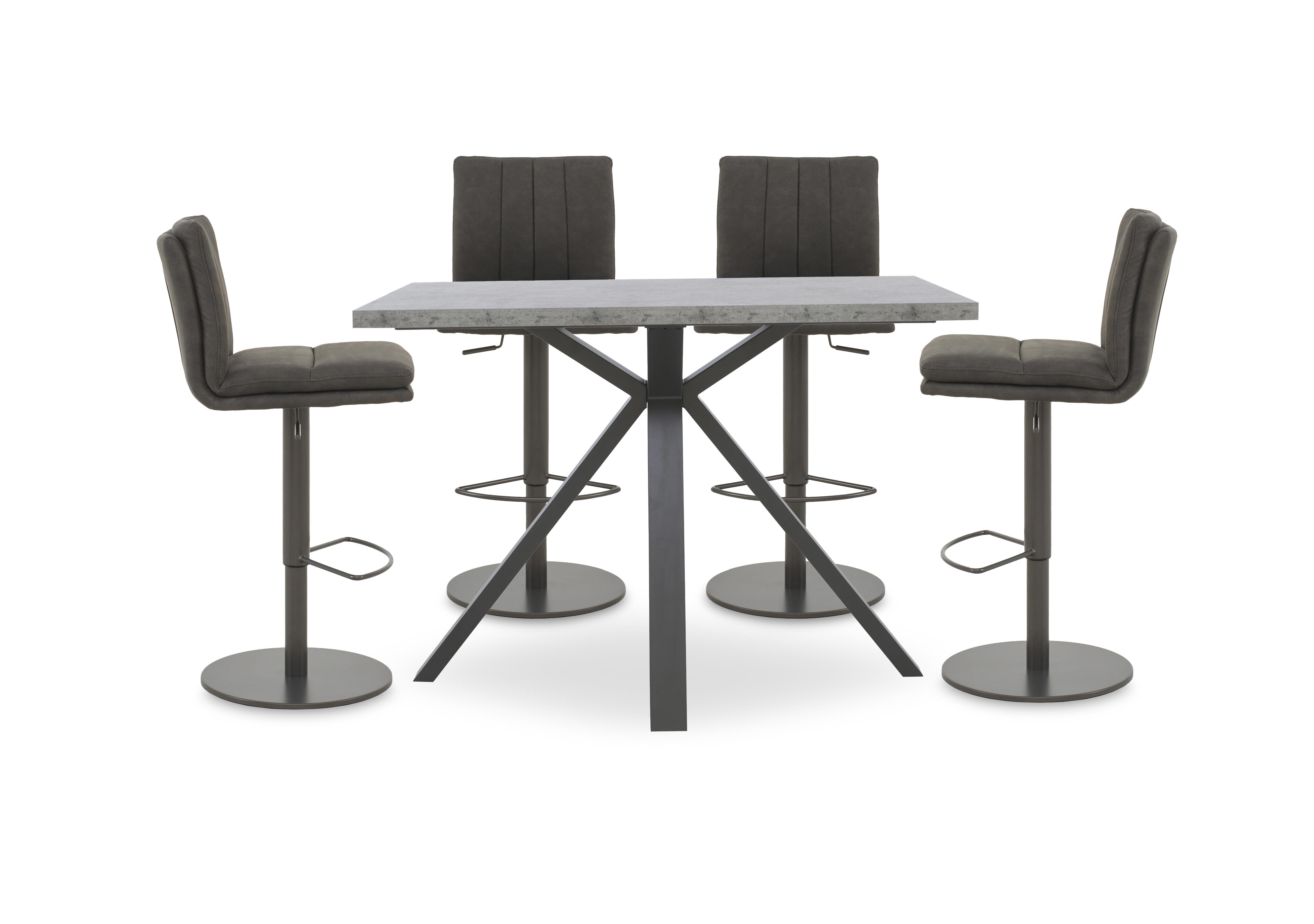 Moon Large Bar Table and 4 Fabric Rise and Swivel Bar Stools in  on Furniture Village