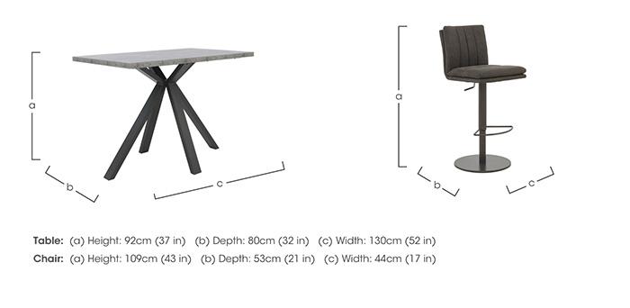 Moon Large Bar Table and 4 Fabric Rise and Swivel Bar Stools in  on Furniture Village