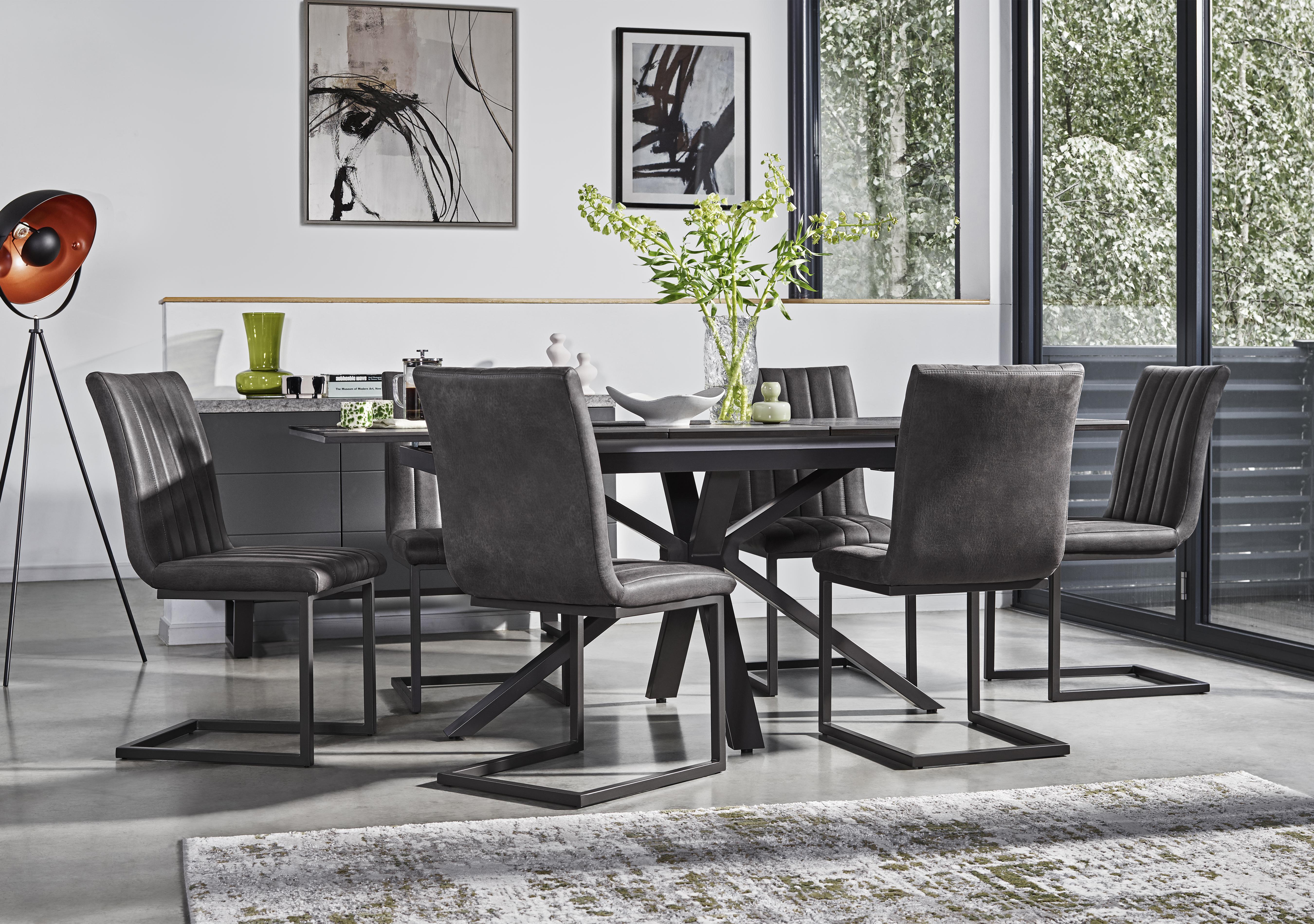 Moon Pop-Up Extending Dining Table and 6 Cantilever Dining Chairs Set in  on Furniture Village