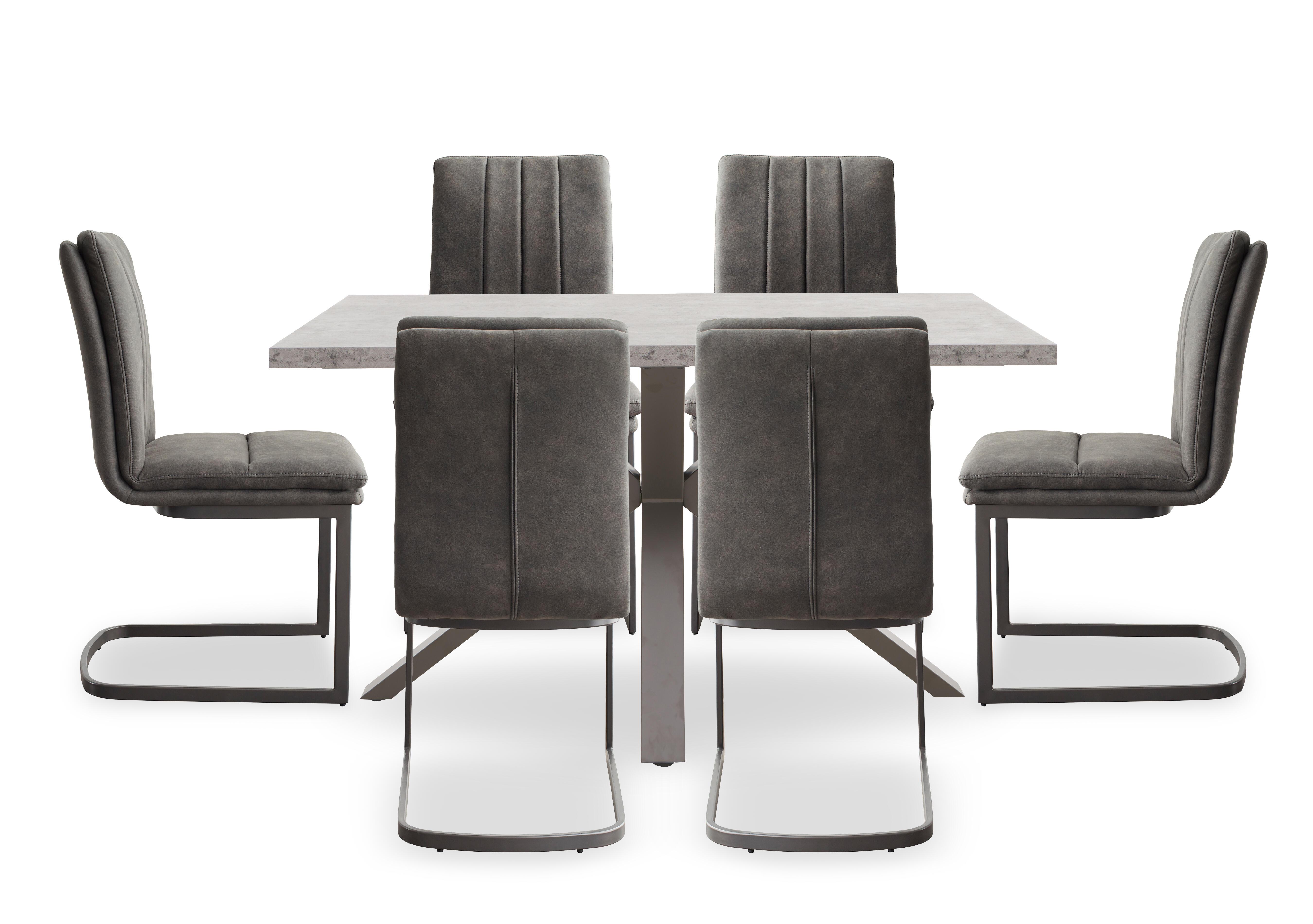 Moon Compact Dining Table with Star Base and 6 Fabric Cantilever Dining Chairs in  on Furniture Village