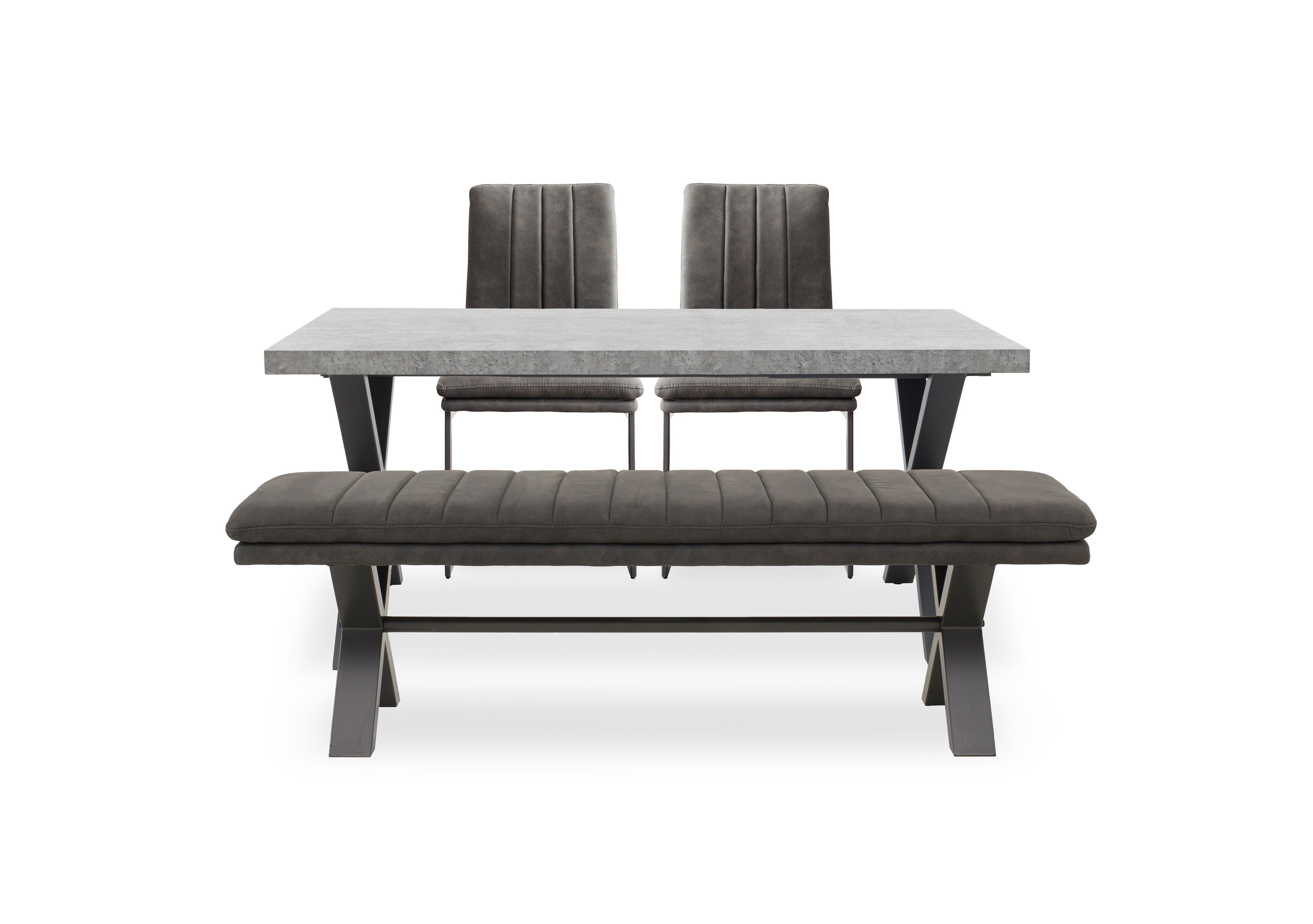 Moon Small Dining Table with X Shaped Legs, Fabric Dining Bench and 2 Fabric Cantilever Dining Chairs in  on Furniture Village