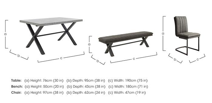 Moon Large Dining Table with X Shaped Legs, Fabric Dining Bench and 4 Fabric Cantilever Dining Chairs in  on Furniture Village