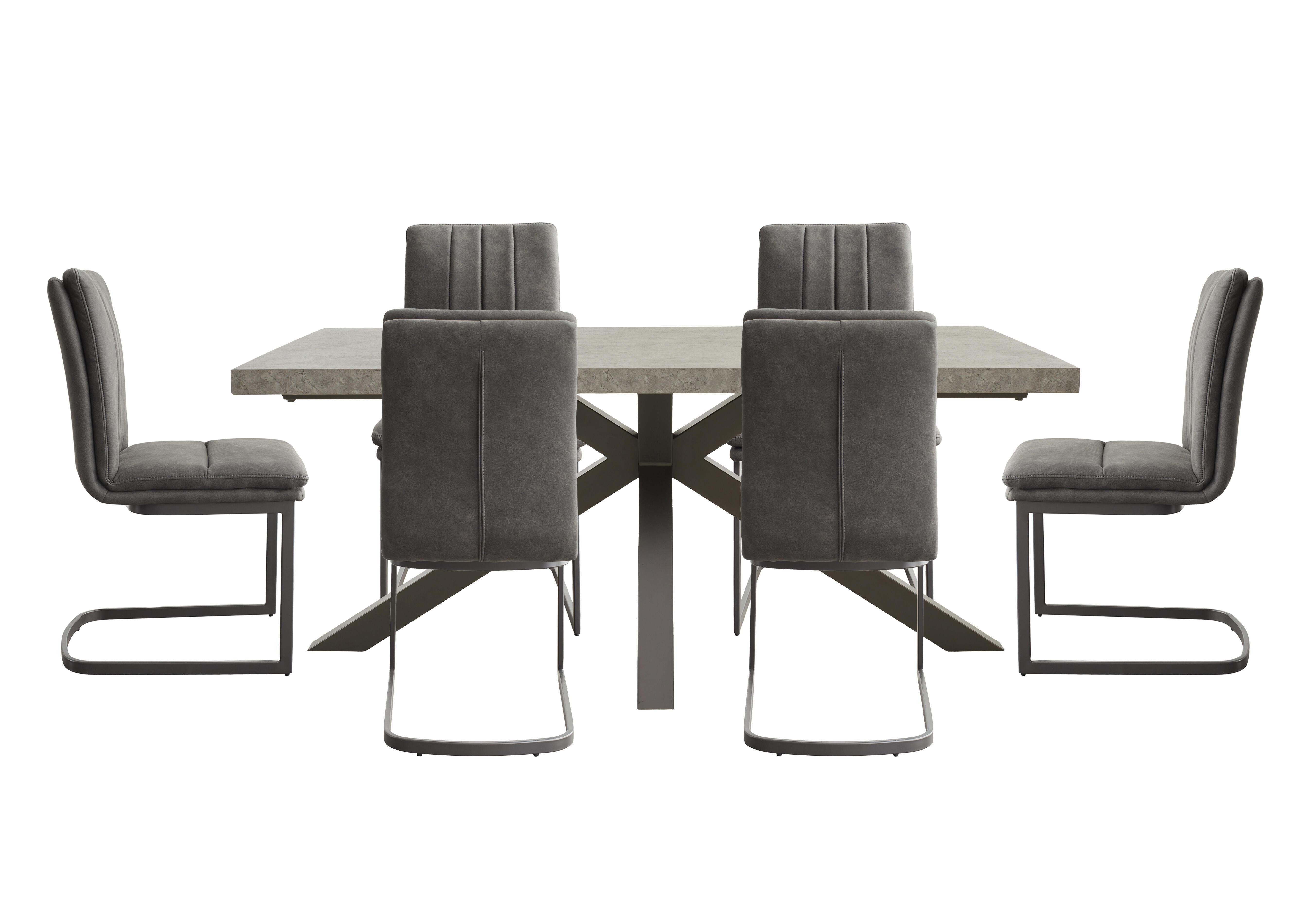 Moon Star Base Dining Table and 6 Upholstered Cantilever Dining Chairs in  on Furniture Village