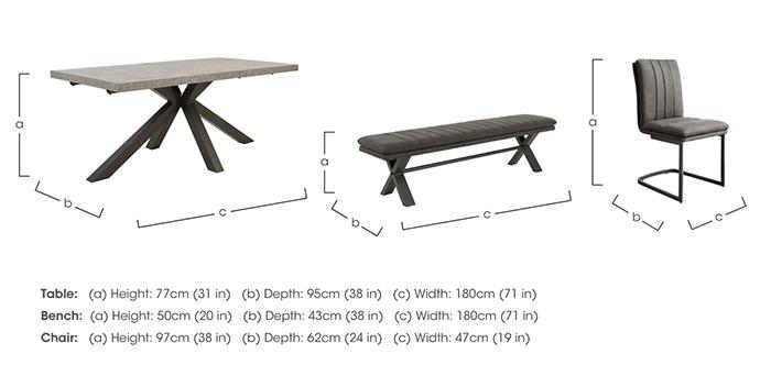 Moon Star Base Dining Table, Fabric Dining Bench and 4 Fabric Cantilever Dining Chairs in  on Furniture Village