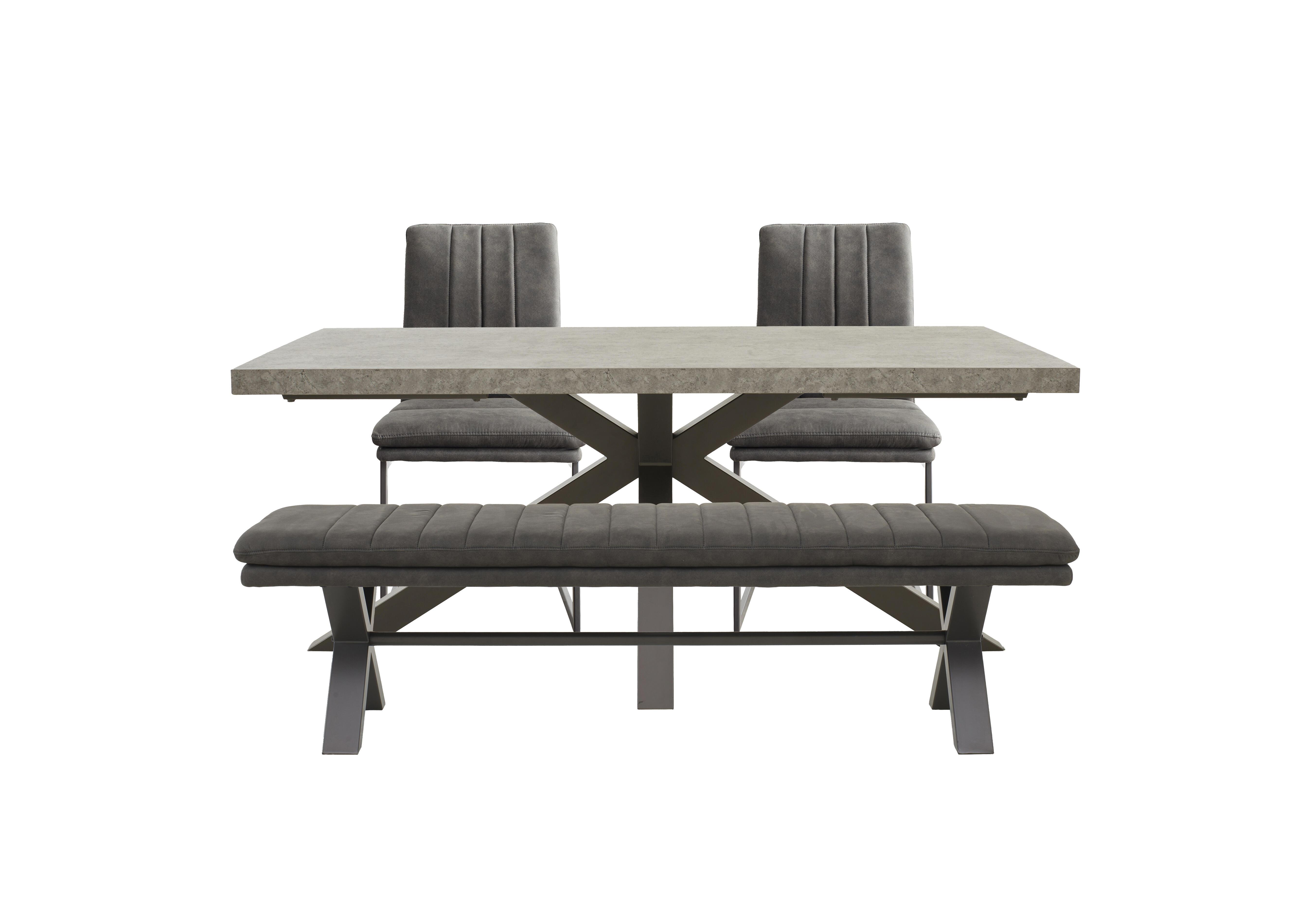 Moon Star Base Dining Table, Fabric Dining Bench and 2 Fabric Cantilever Dining Chairs in  on Furniture Village