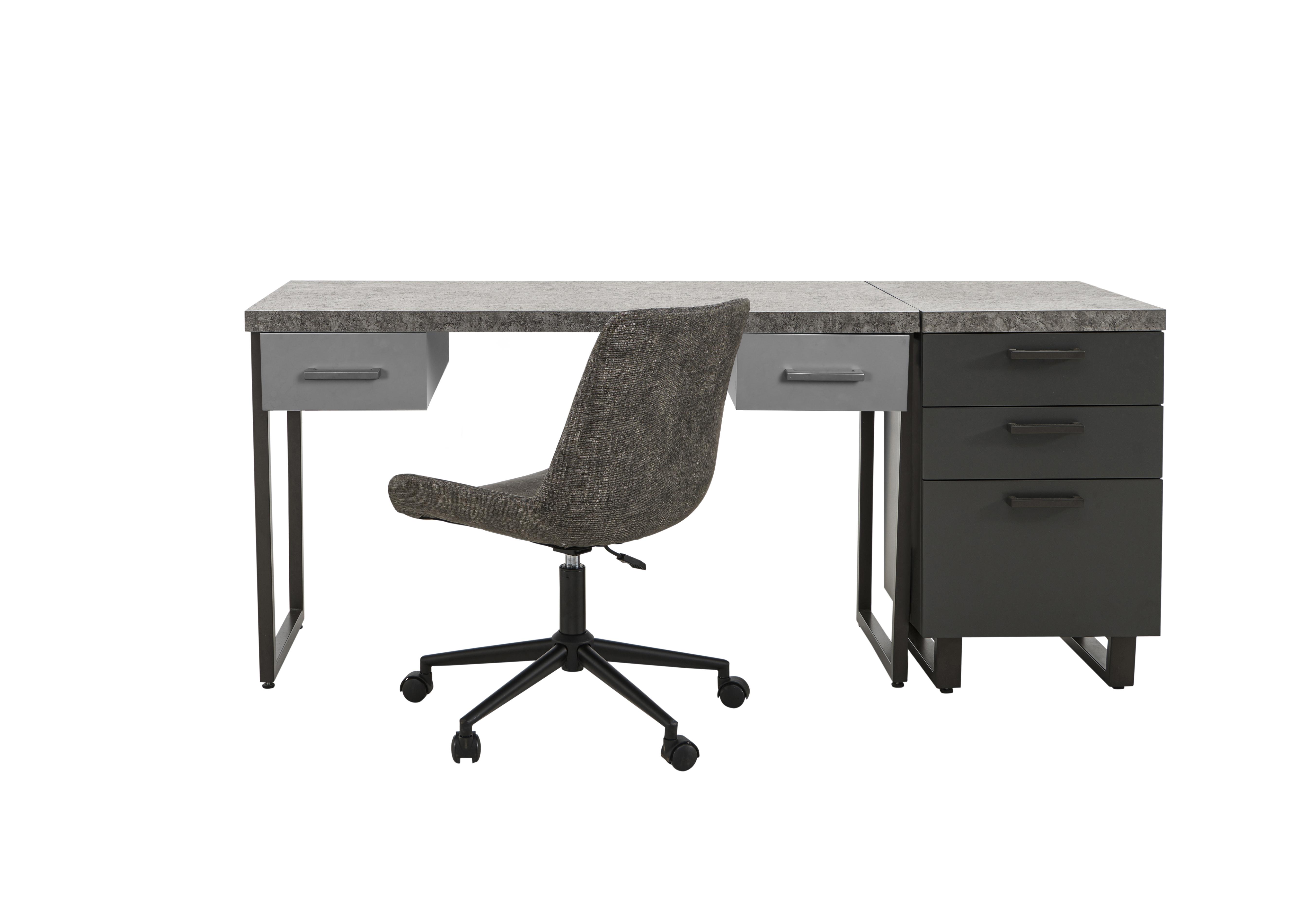 Moon Desk with Drawers, Filing Cabinet and Rocket Office Chair in  on Furniture Village