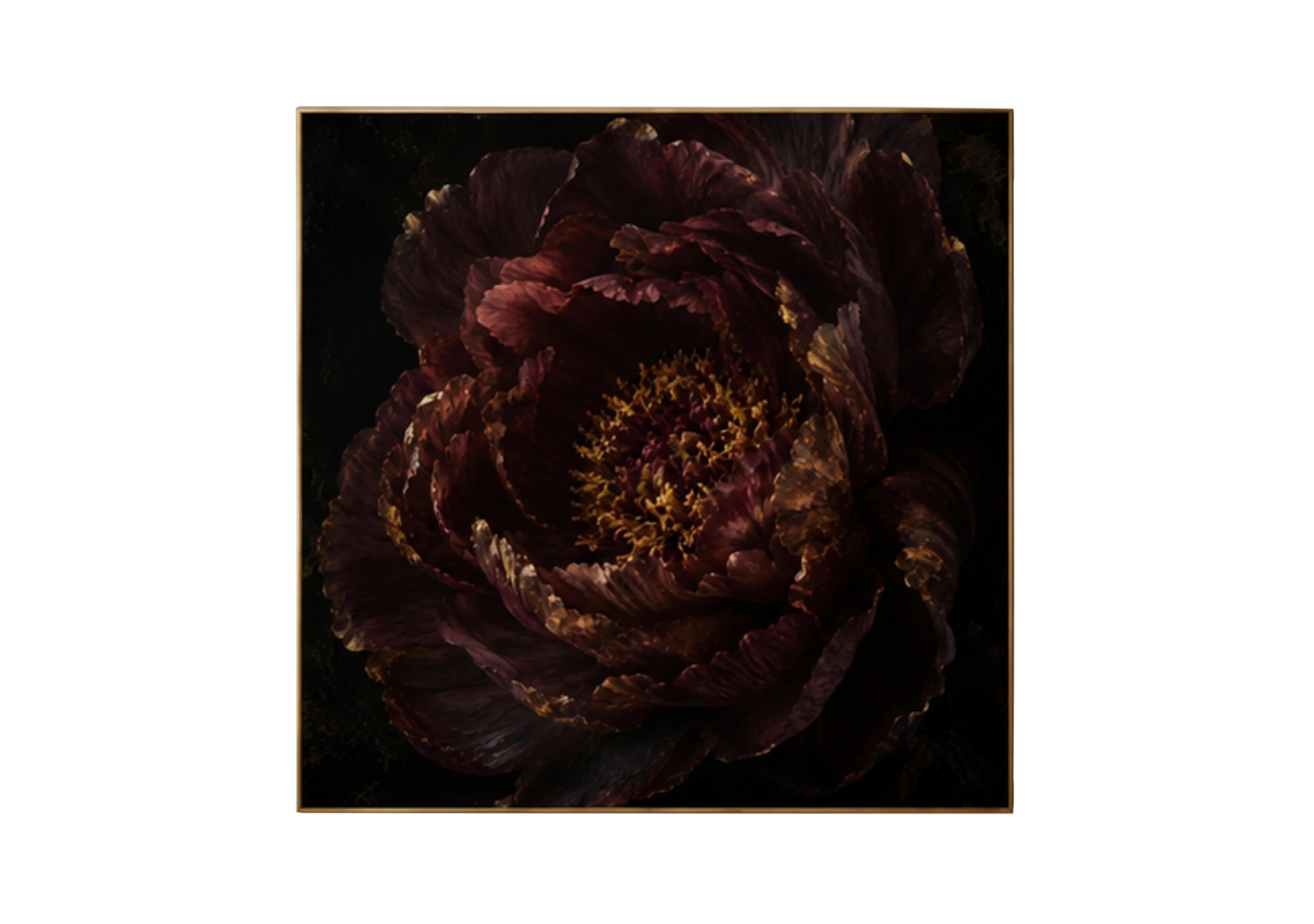 Midnight Peony Square Framed Velvet Canvas in  on Furniture Village
