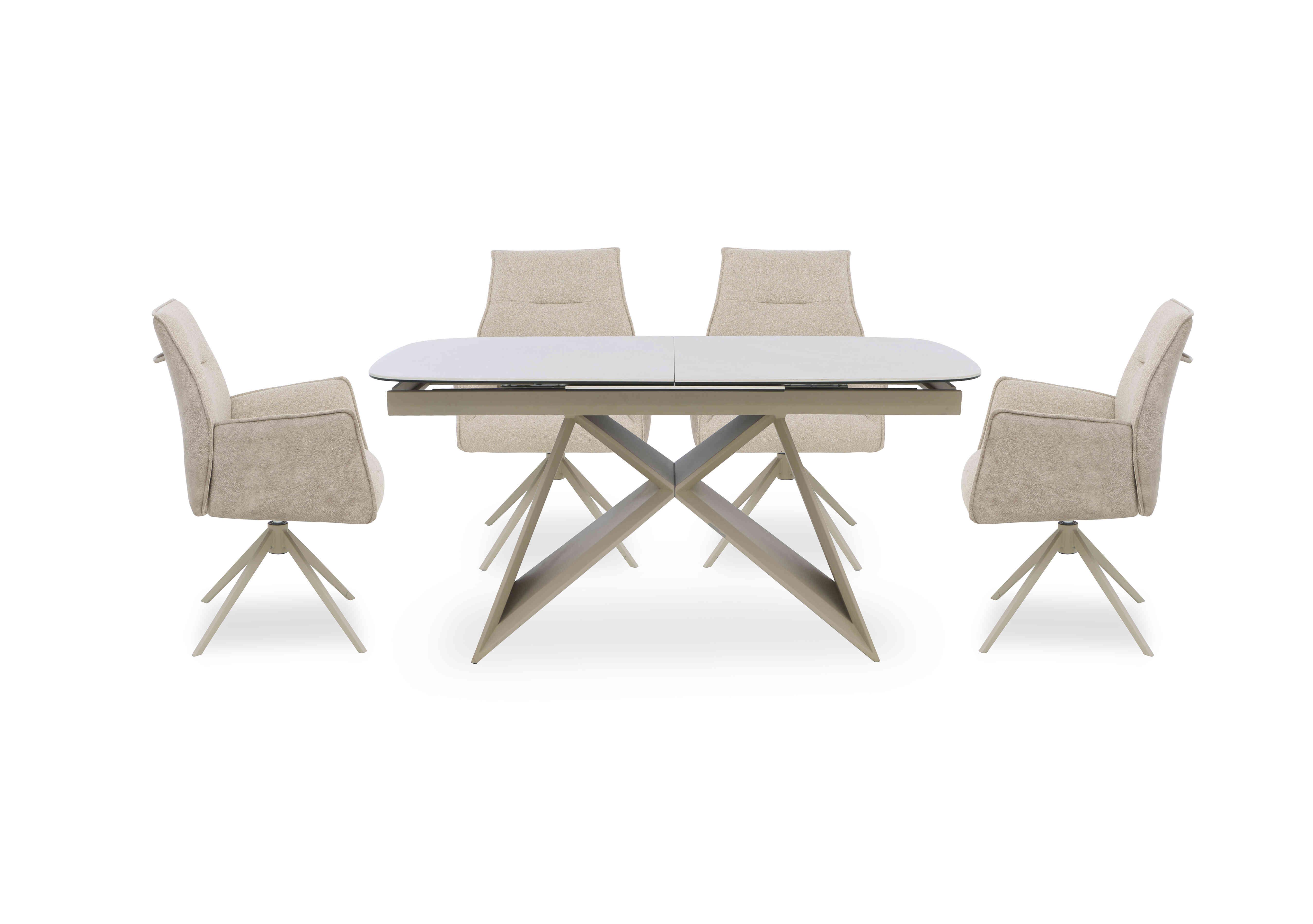 Mirage Small Extending Dining Table and 4 Swivel Dining Arm Chairs in  on Furniture Village