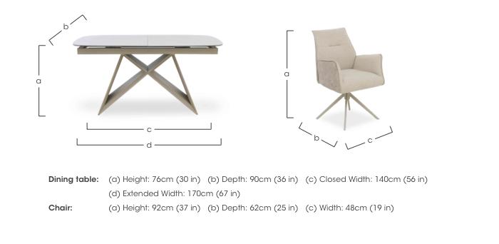 Mirage Small Extending Dining Table and 6 Swivel Dining Arm Chairs in  on Furniture Village