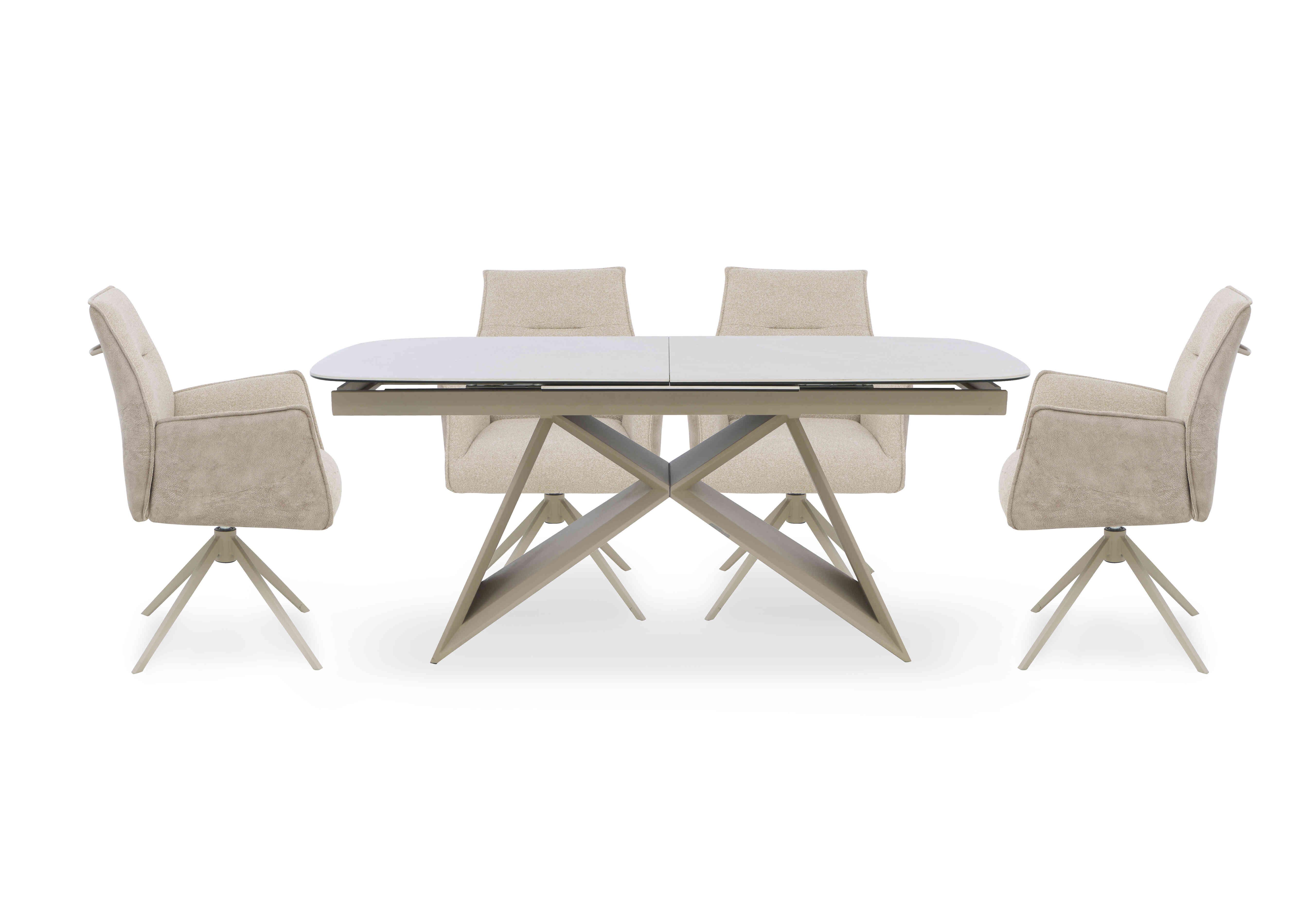 Mirage Large Extending Dining Table and 4 Swivel Dining Arm Chairs in  on Furniture Village