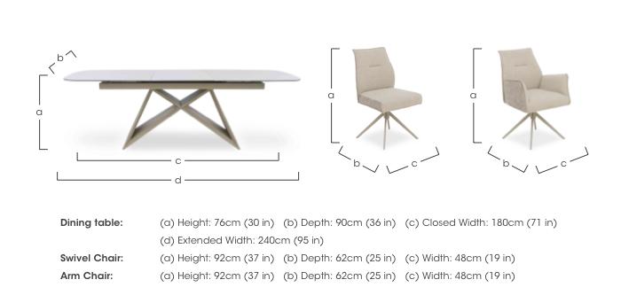 Mirage Large Extending Dining Table with 4 Swivel Dining Chairs and 2 Swivel Dining Arm Chairs in  on Furniture Village