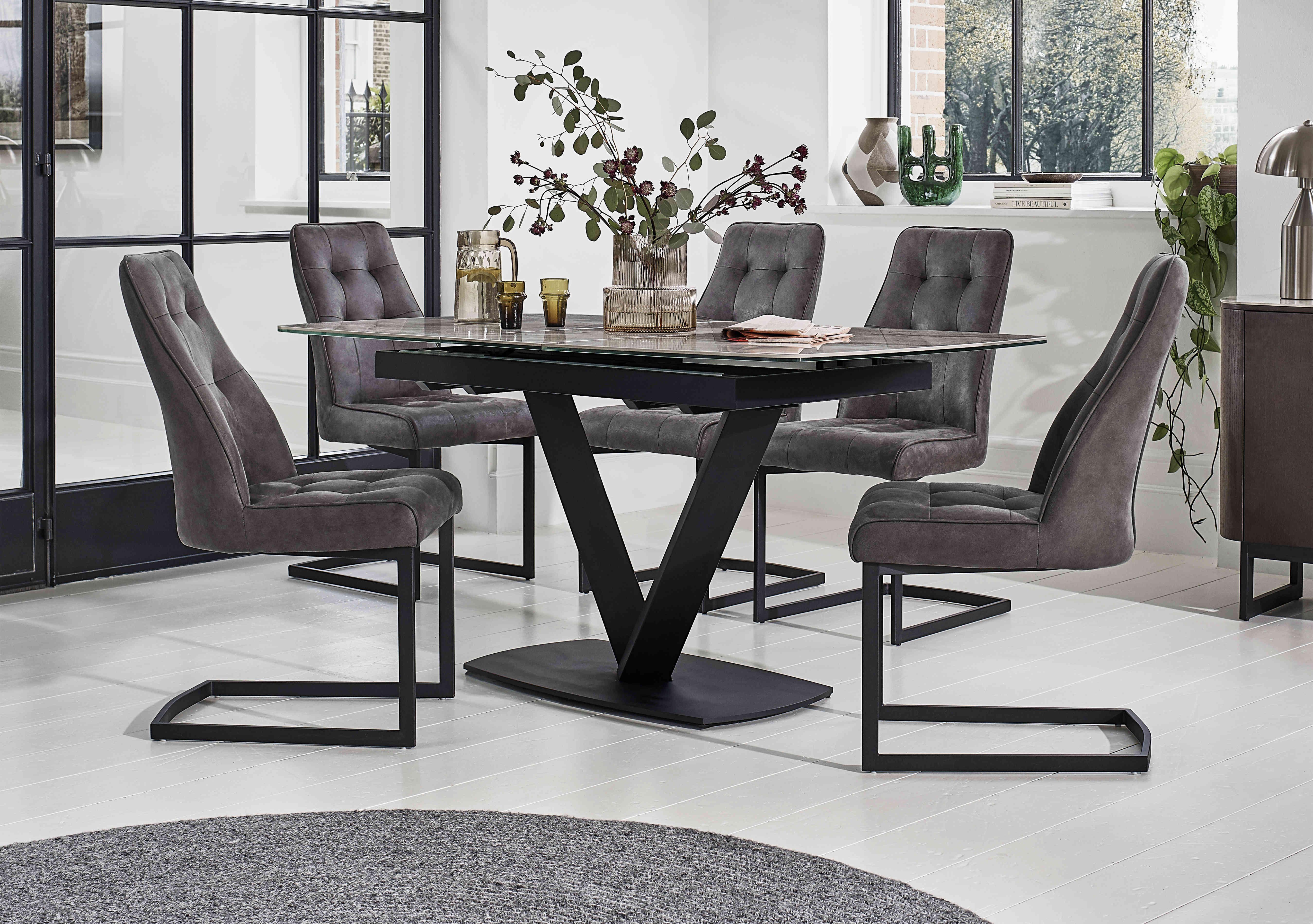 Merlin Small Extending Dining Table with 6 Merlin Dining Chairs Dining Set in  on Furniture Village