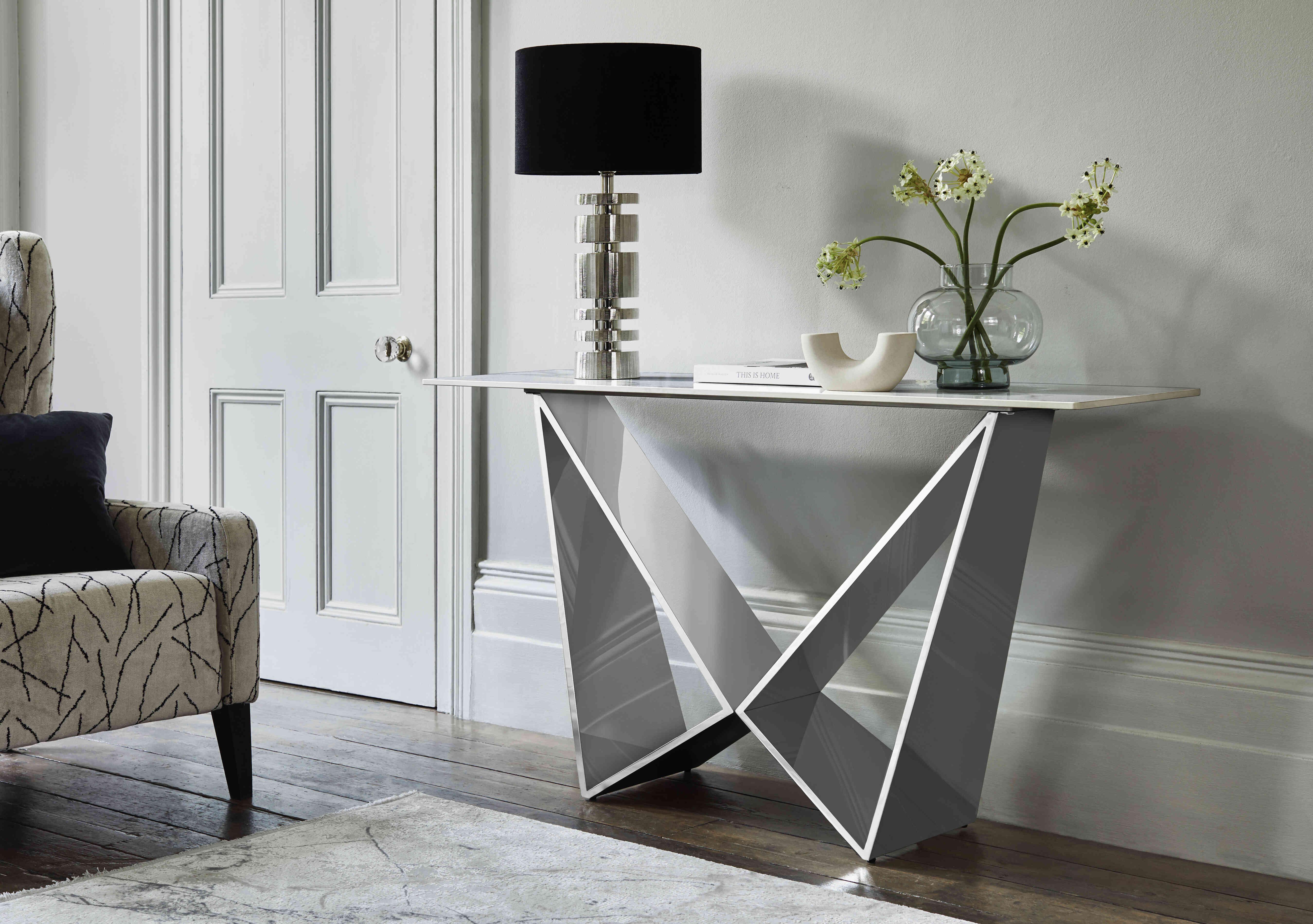 Marvel Chrome Console Table in  on Furniture Village