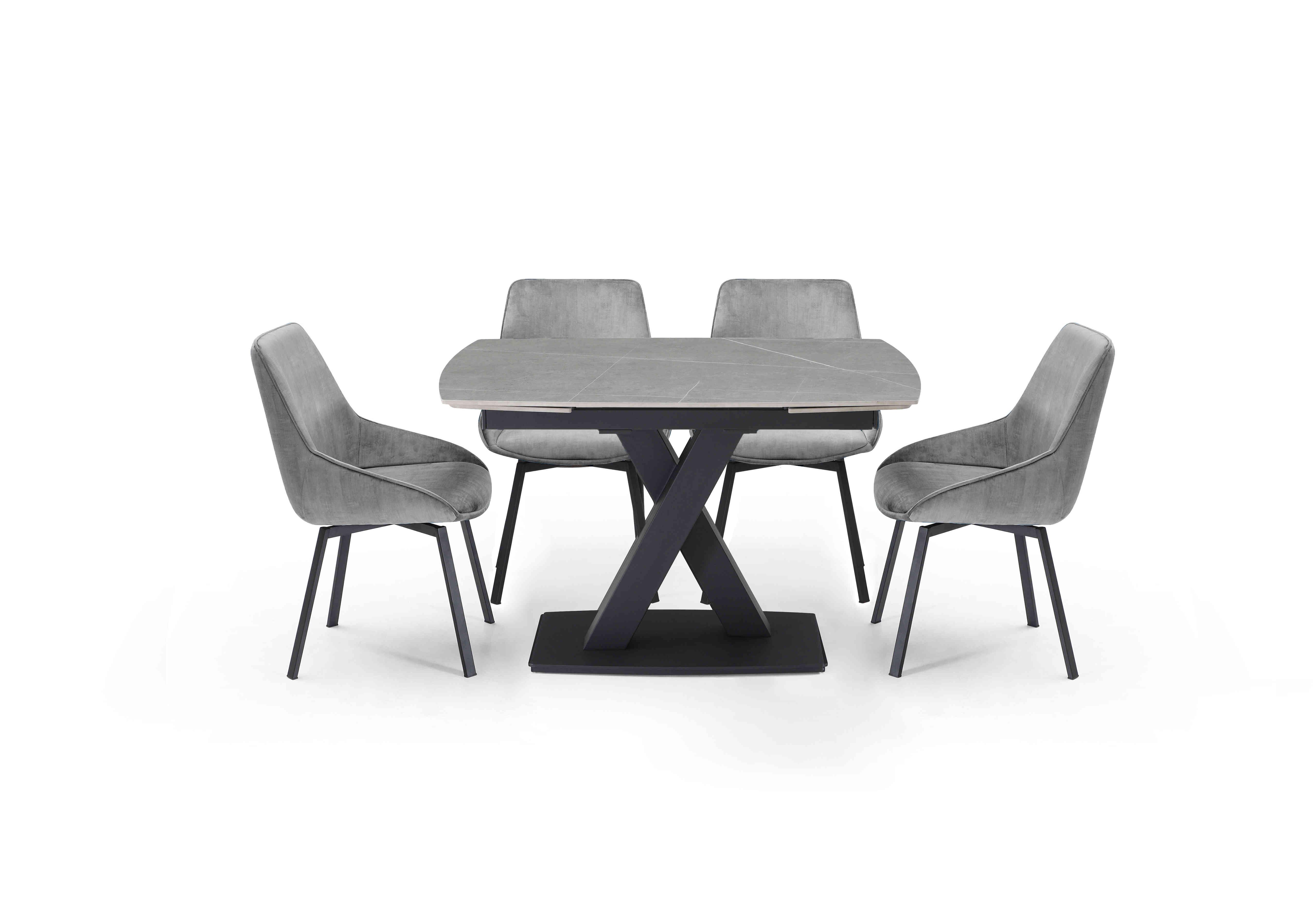 Murcia Extending Dining Table and 4 Veja Swivel Chairs in  on Furniture Village