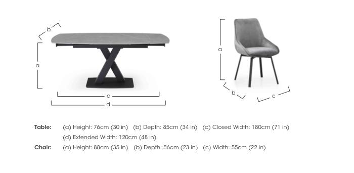 Murcia Extending Dining Table and 4 Veja Swivel Chairs in  on Furniture Village