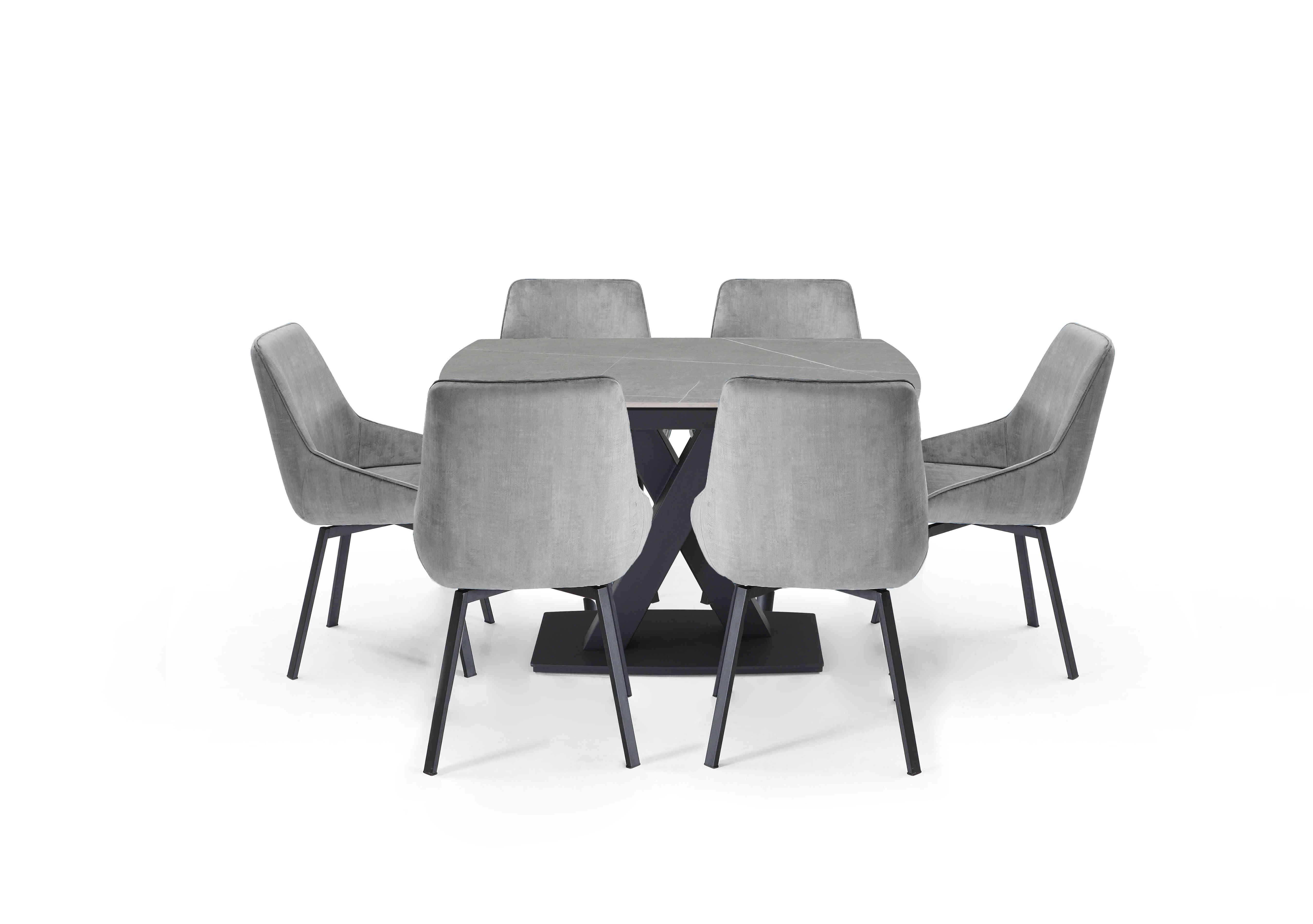 Murcia Extending Dining Table and 6 Veja Swivel Chairs in  on Furniture Village