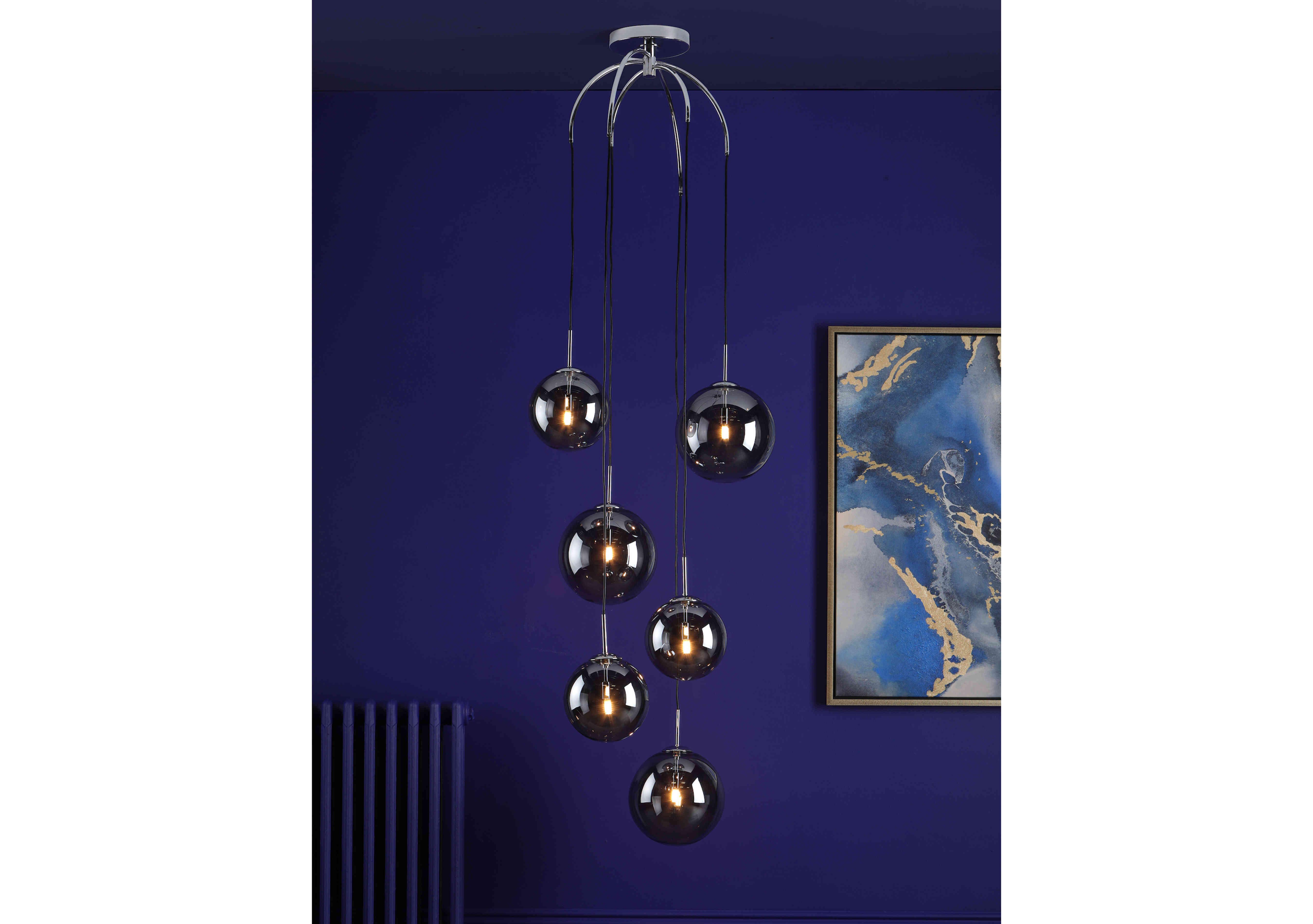 Nico Smoked 6 Light Cluster Pendant in  on Furniture Village