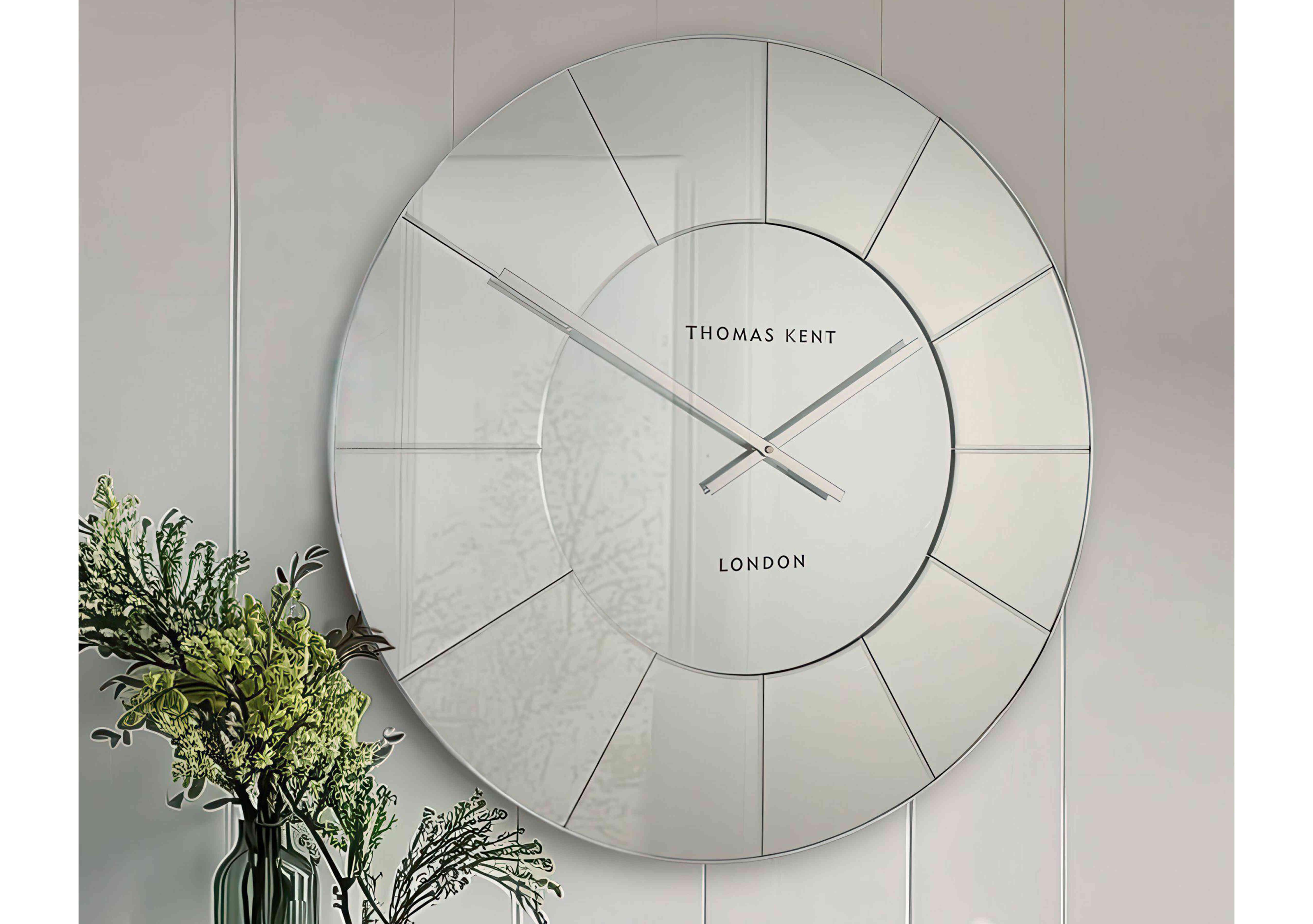 Nyla Mirrored Wall Clock in  on Furniture Village