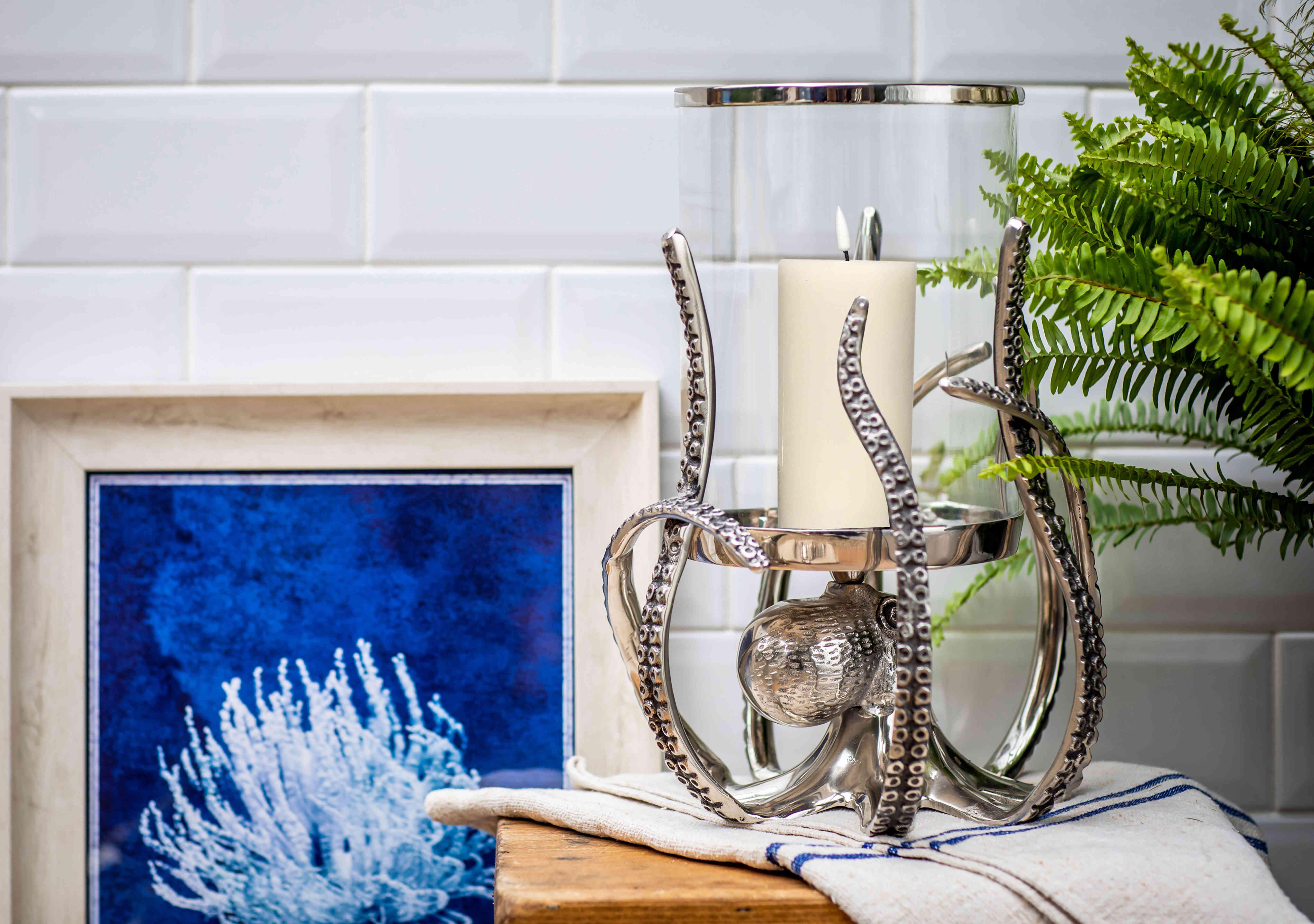 Octopus Hurricane Lantern with LED Candle in  on Furniture Village