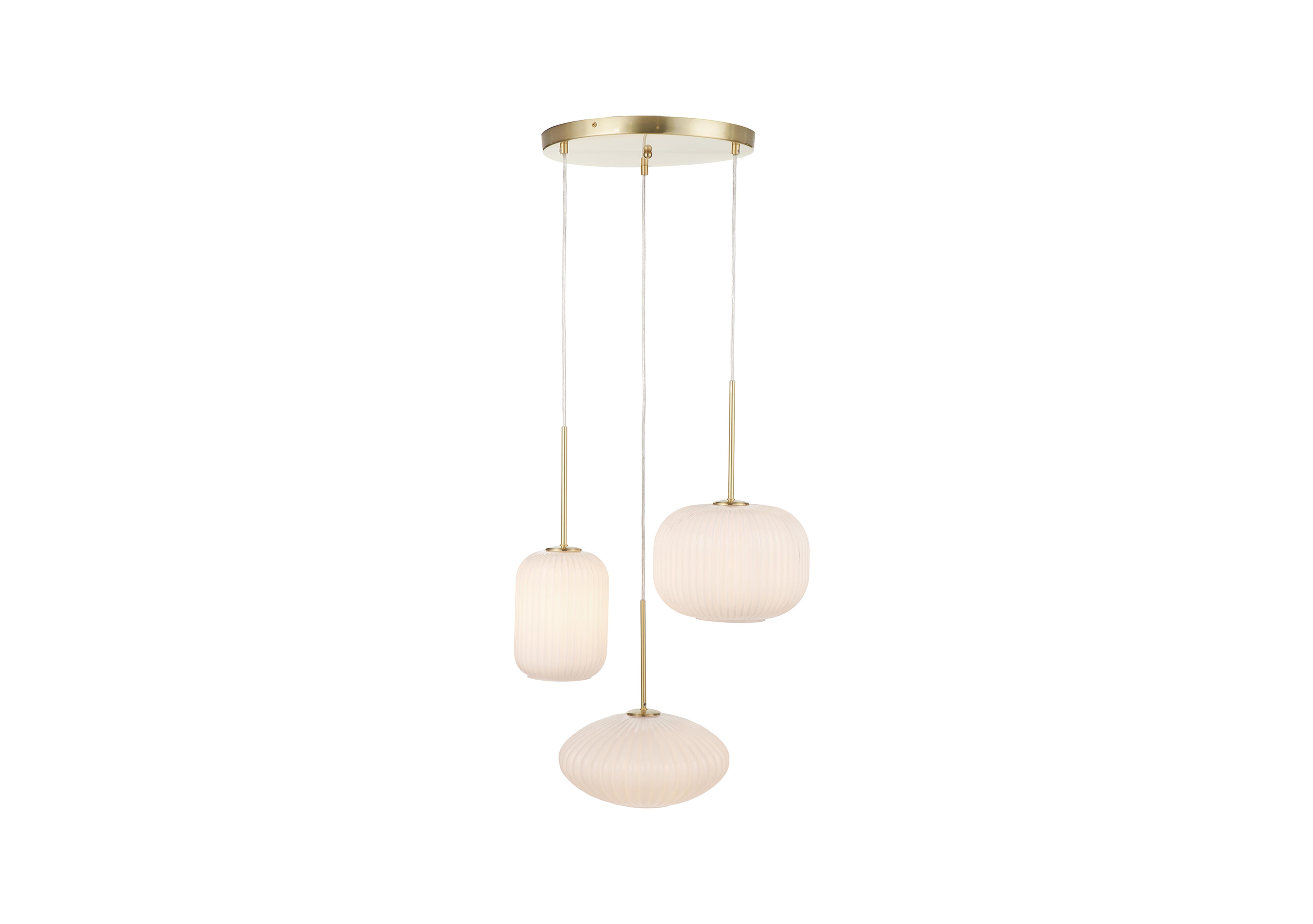 Orla Ribbed Glass 3 Drop Pendant in  on Furniture Village