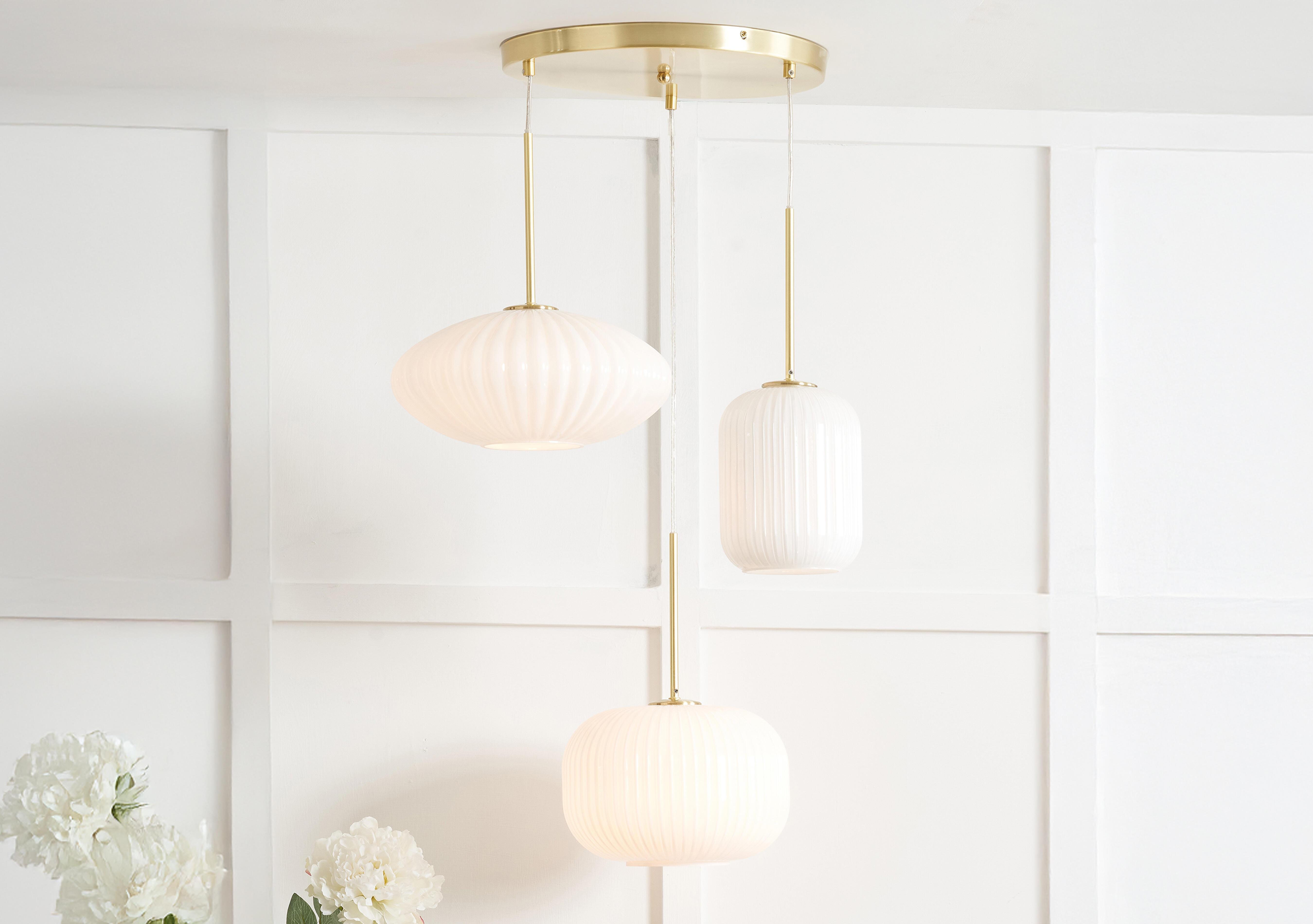 Orla Ribbed Glass 3 Drop Pendant in  on Furniture Village