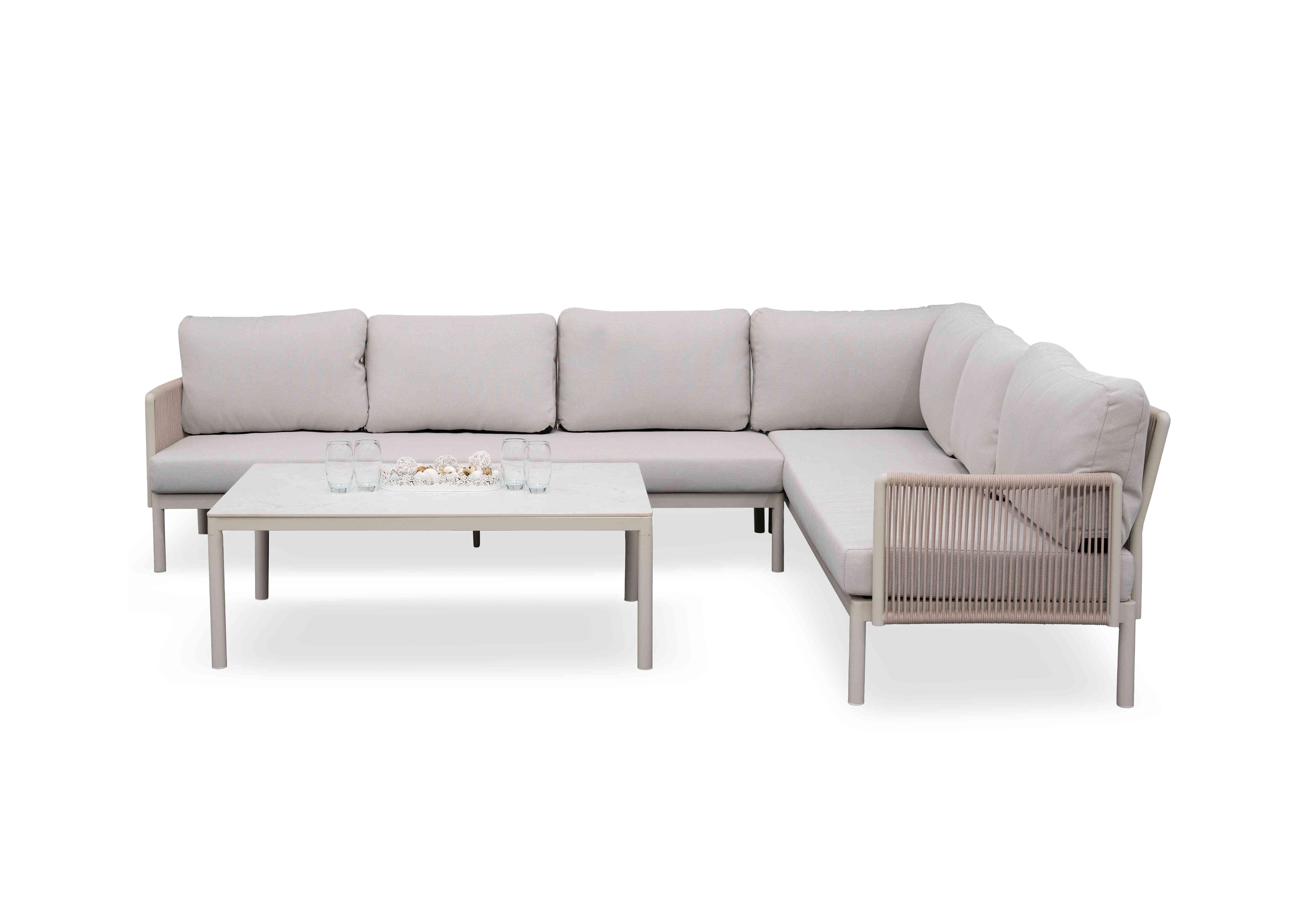 Paso Large 3 Seater Garden Corner Sofa with Rectangular Coffee Table in  on Furniture Village
