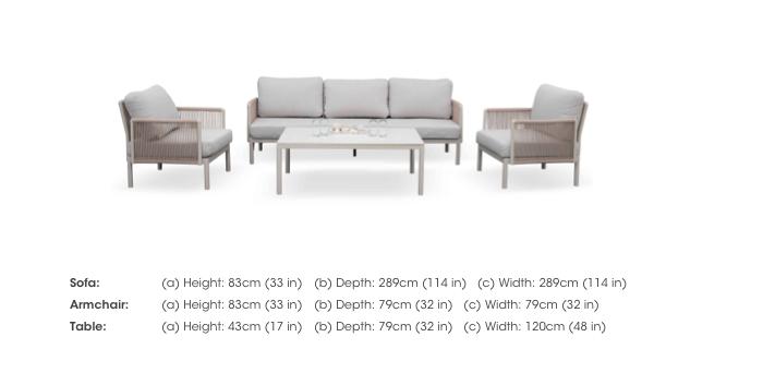 Paso 3 Seater Garden Sofa with 2 Armchairs and Rectangular Coffee Table in  on Furniture Village