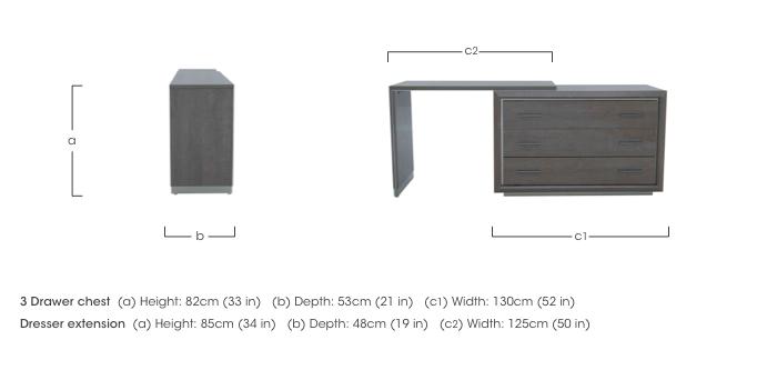 Palazzo 3 Drawer Chest with Dresser Extension in  on Furniture Village