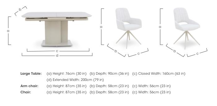 Pebble Large Pop Up Extending Dining Table with 4 Swivel Dining Chairs and 2 Swivel Dining Arm Chairs in  on Furniture Village