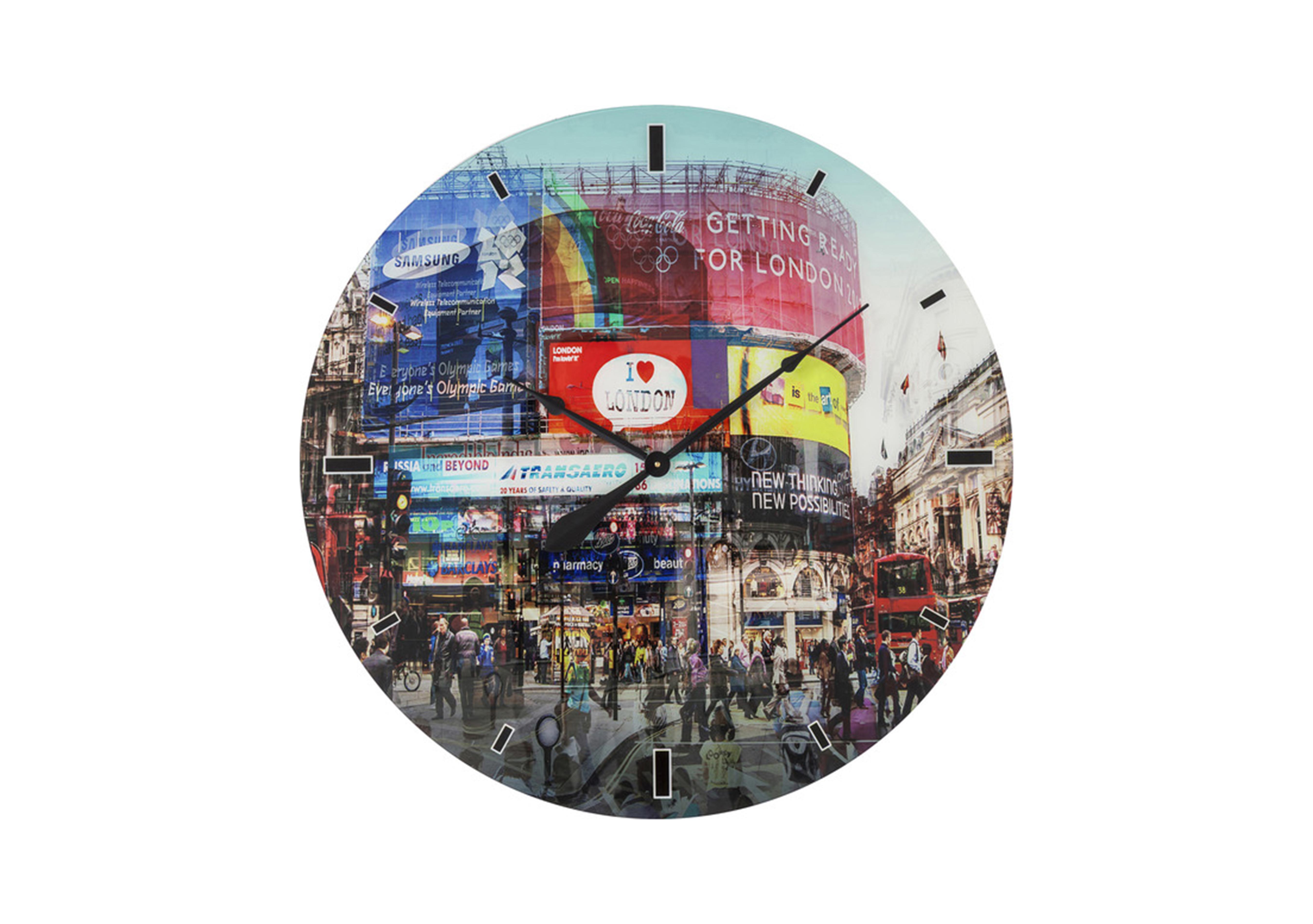 Glass Piccadilly Circus Wall Clock in  on Furniture Village