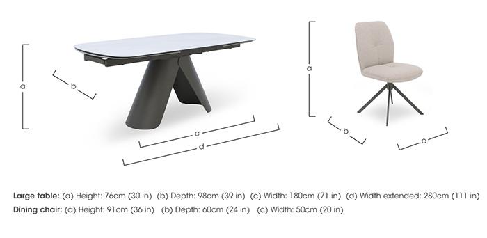 Perla Large Matt Extending Dining Table and 6 Faux Leather Swivel Dining Chairs in  on Furniture Village
