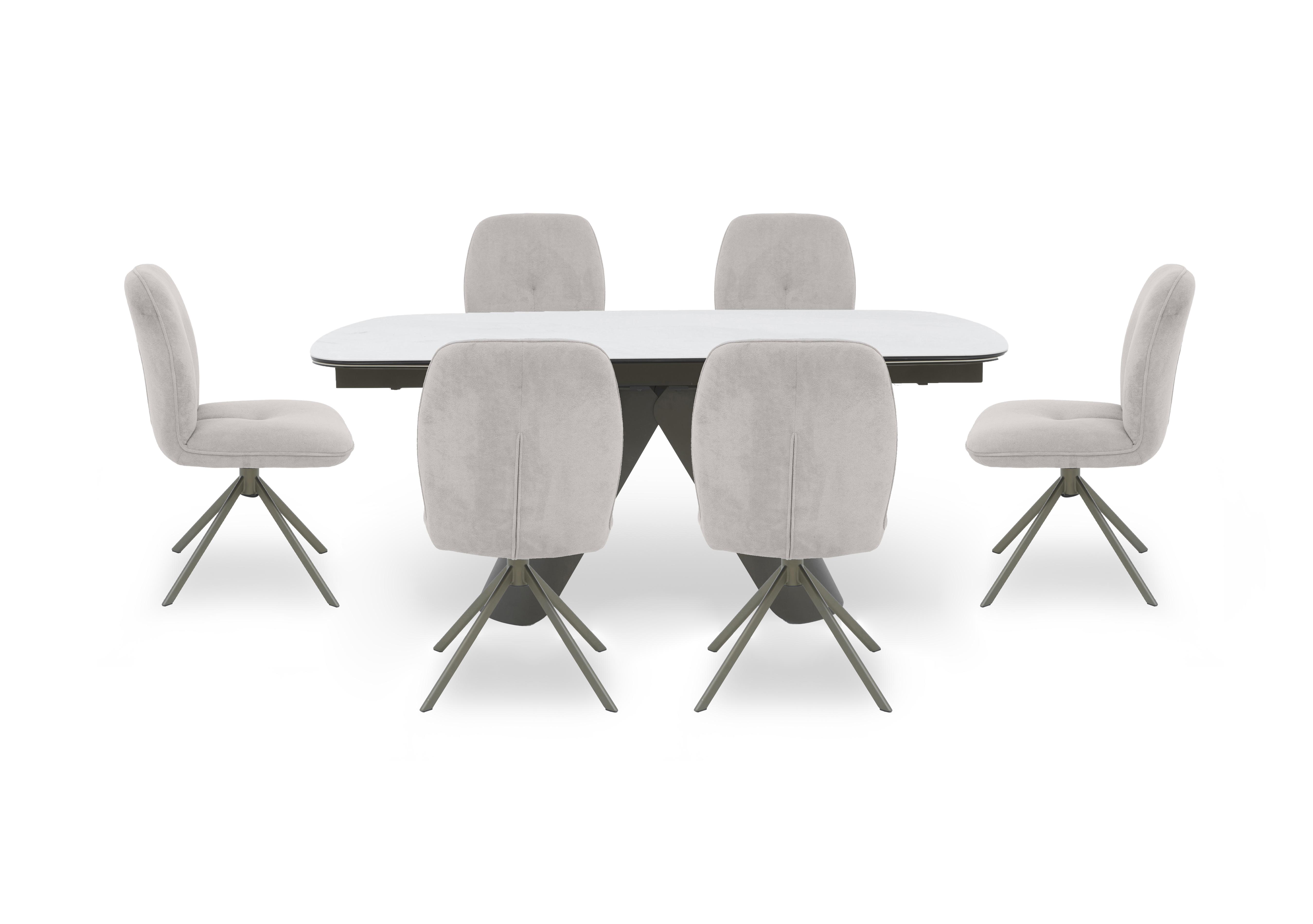 Perla Large Matt Extending Dining Table and 6 Fabric Swivel Dining Chairs in  on Furniture Village