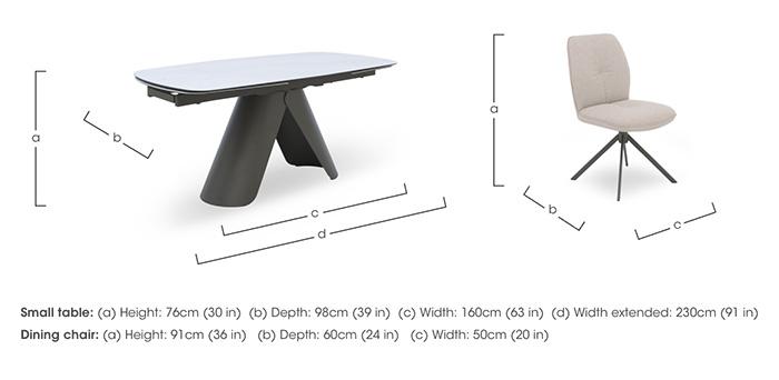 Perla Small Matt Extending Dining Table and 4 Faux Leather Swivel Dining Chairs in  on Furniture Village