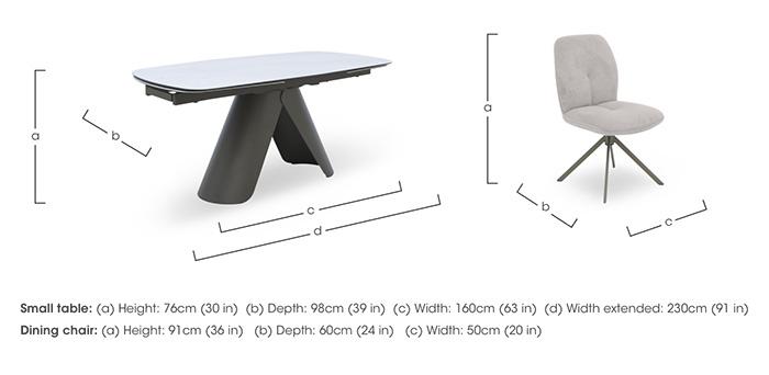 Perla Small Matt Extending Dining Table and 4 Fabric Swivel Dining Chairs in  on Furniture Village