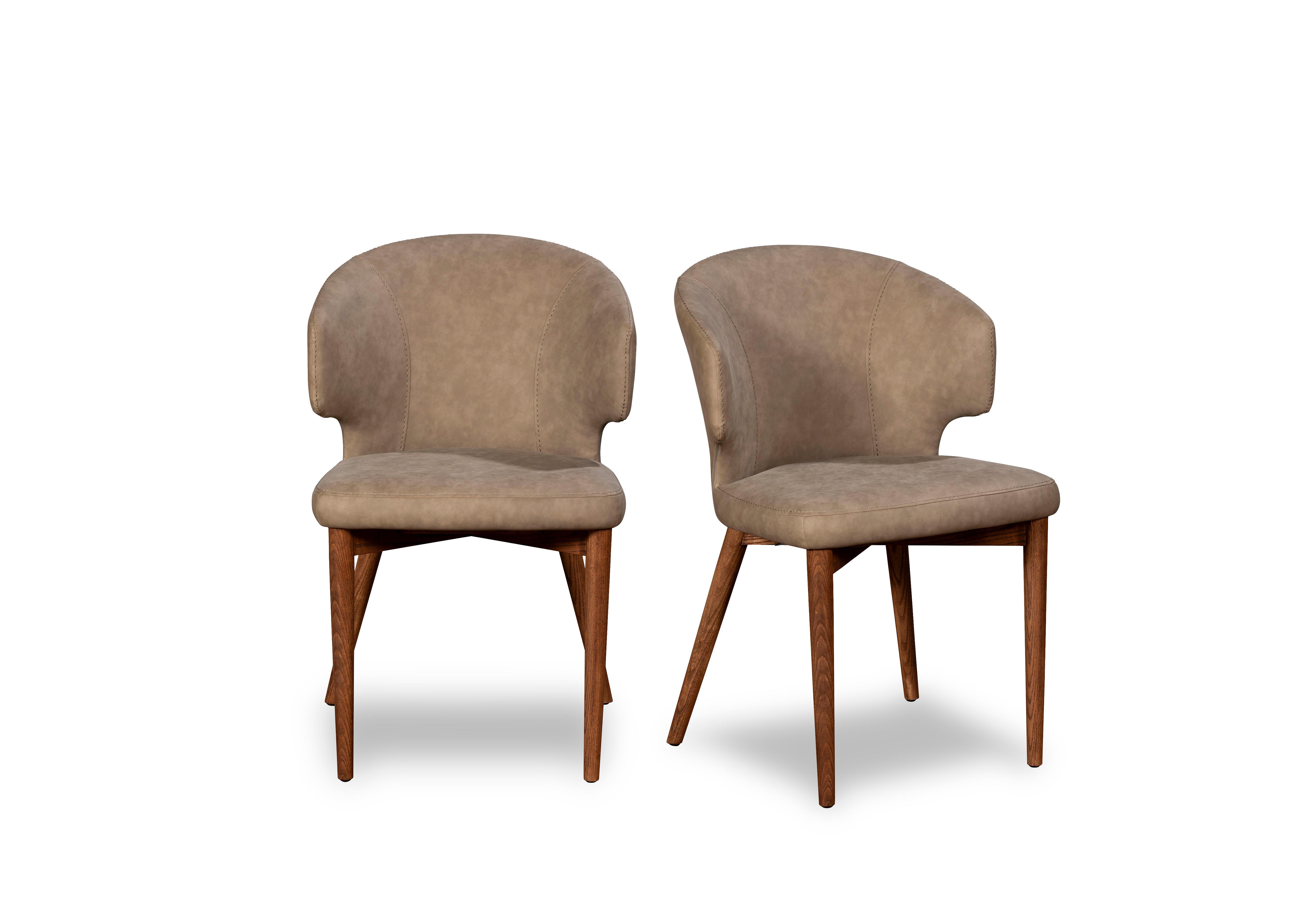 Pien Pair of Faux Leather Dining Chairs with Wooden Legs in  on Furniture Village