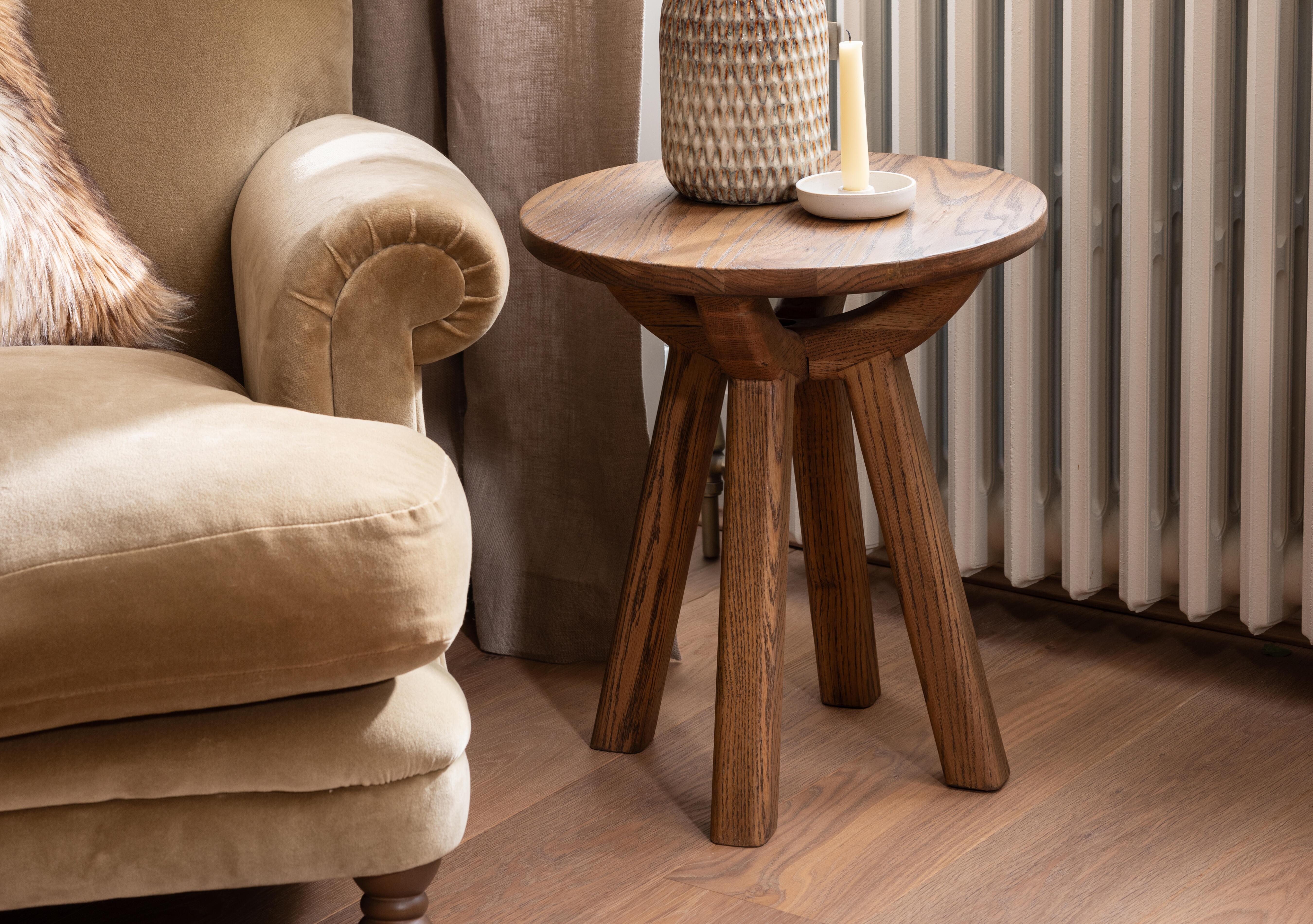 Pien Round Oak Lamp Table in  on Furniture Village